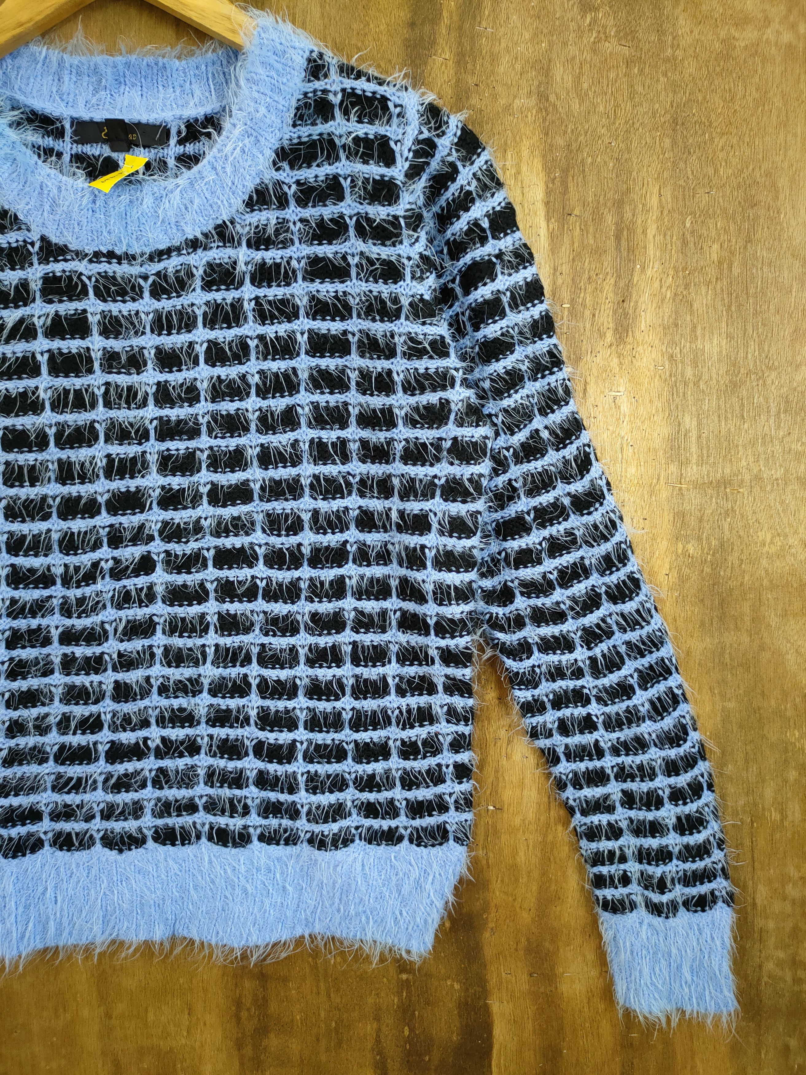 Hypebeast & by P&D checkered fur shaggy mohair knitted #46-929DL Size US S / EU 44-46 / 1 - 3 Thumbnail