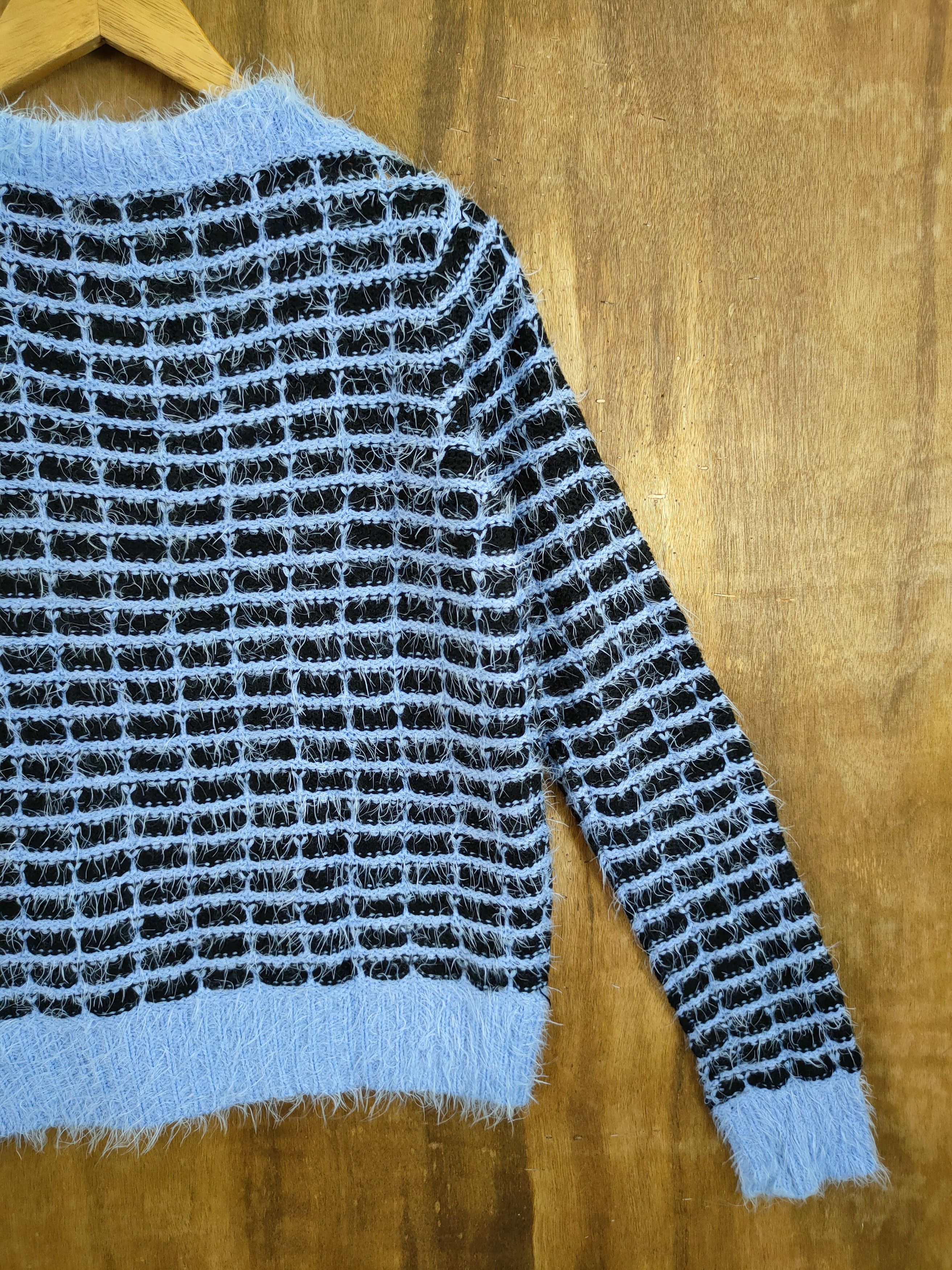 Hypebeast & by P&D checkered fur shaggy mohair knitted #46-929DL Size US S / EU 44-46 / 1 - 11 Thumbnail