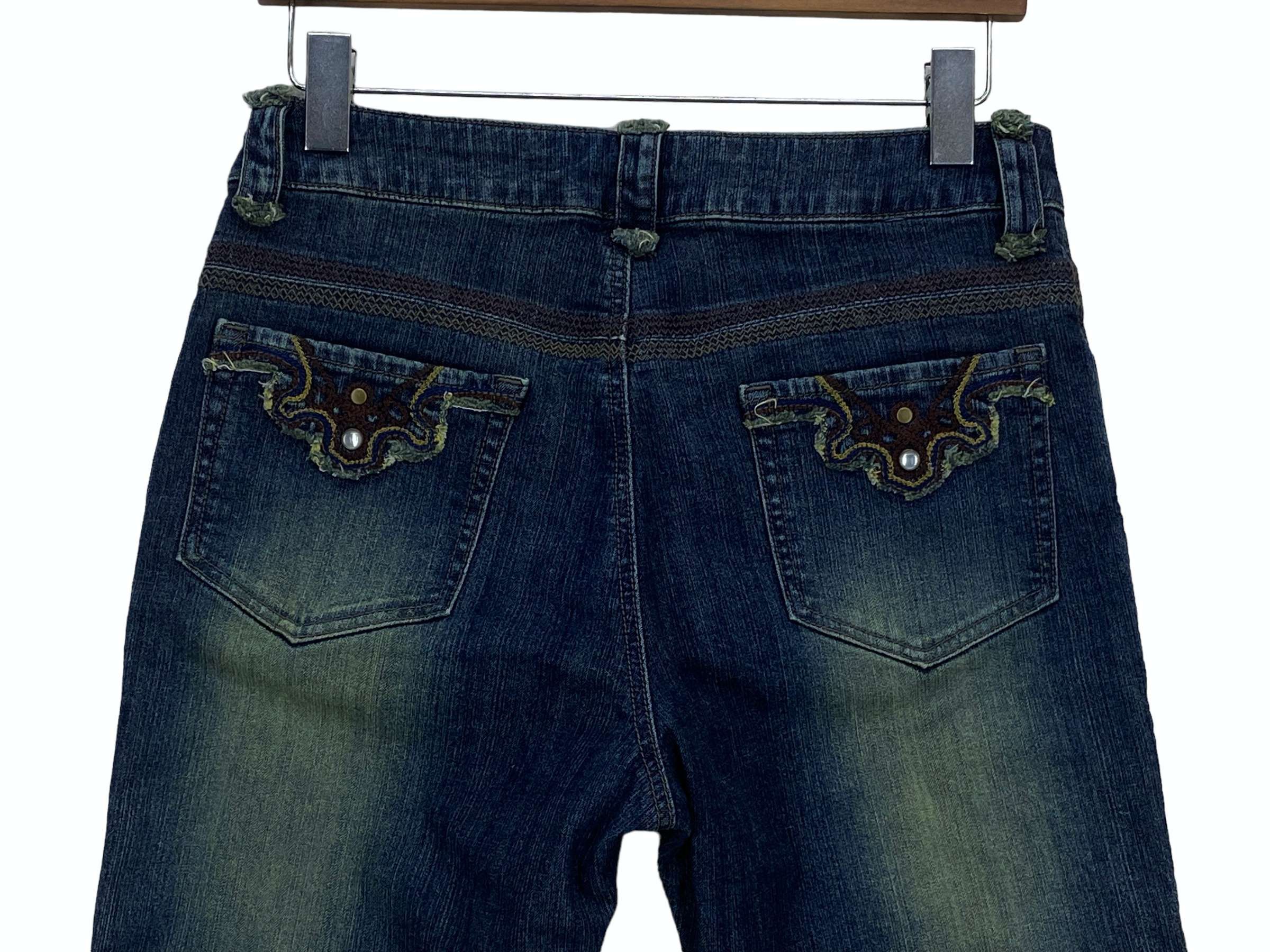 Japanese Brand Carouge Bootcut Jeans Flare Jeans Embroided Jeans Size 29" - 6 Thumbnail