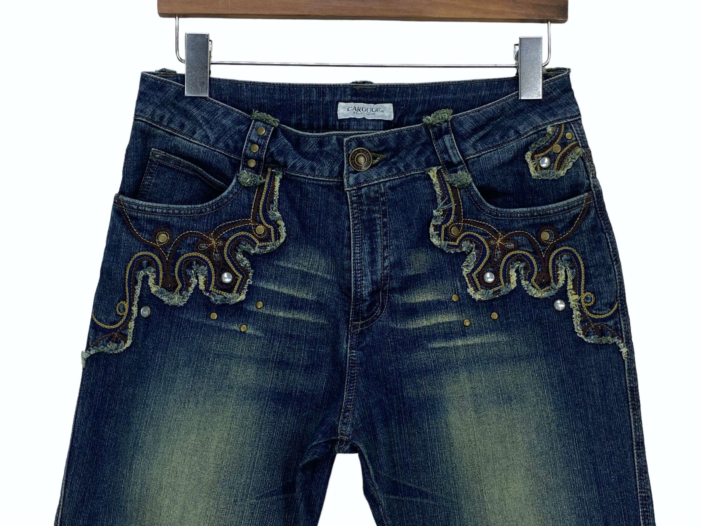 Japanese Brand Carouge Bootcut Jeans Flare Jeans Embroided Jeans Size 29" - 3 Thumbnail
