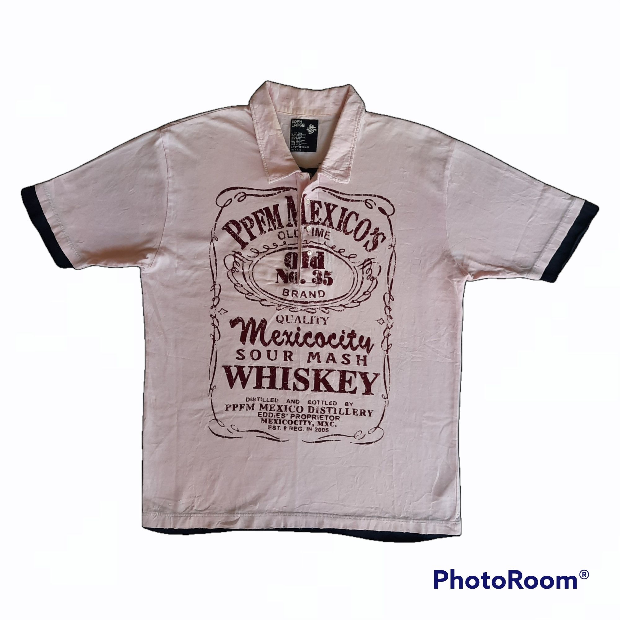image of Archival Clothing x Ppfm Inspired Jack Daniels Design Polo Shirt, Men's (Size Medium)
