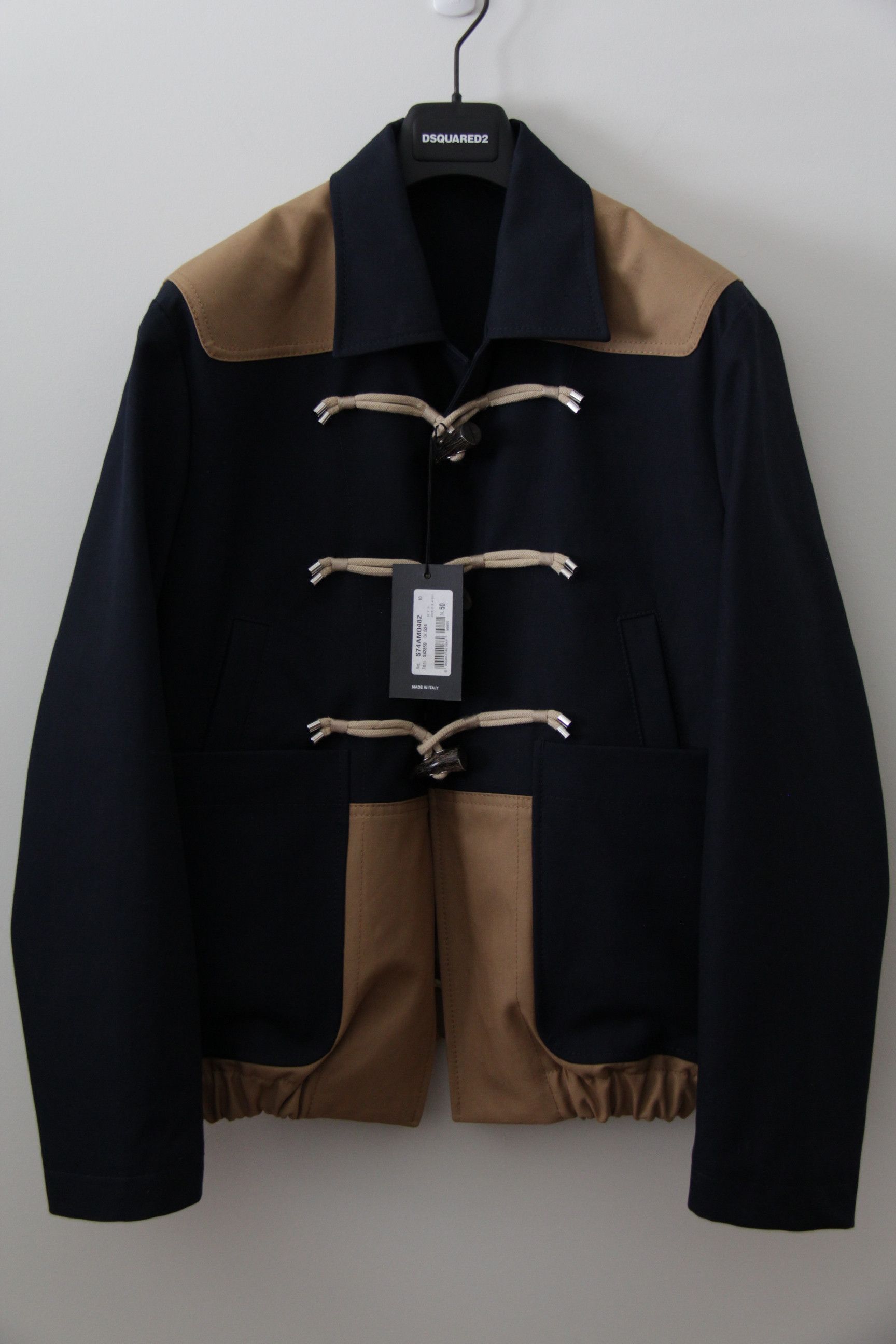 image of Dsquared2 Eu50 Horn Toggle Duffle Bomber Jacket 15 S/s $1300 Retail, Men's (Size Medium)