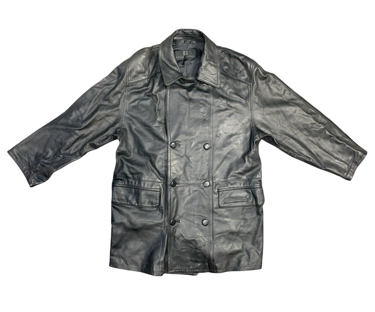 image of Italian Designers Pierre Balmain Paris Leather Coat Pattern in Black, Men's (Size Medium)