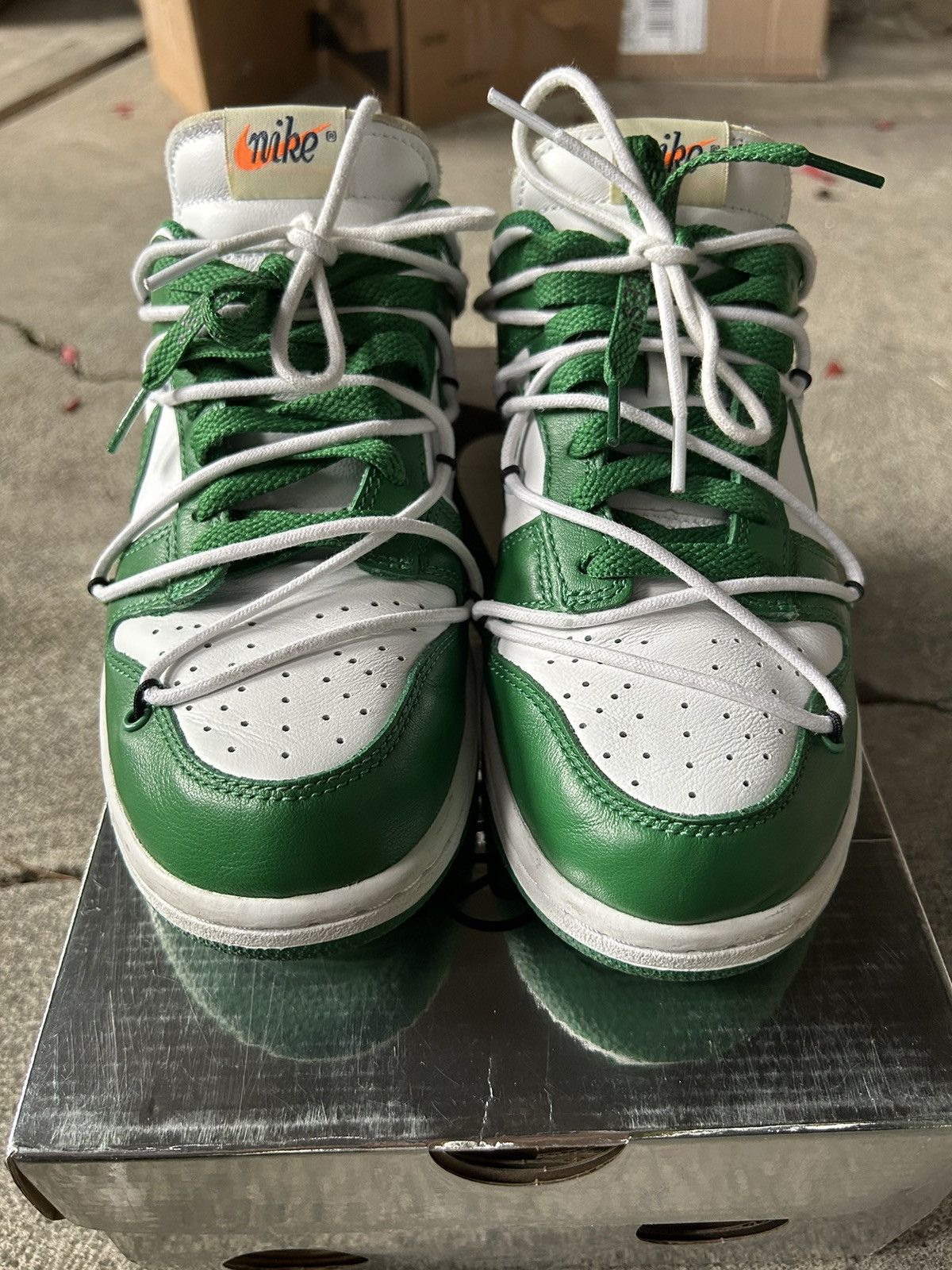 Nike × Off-White Off-White Dunk Lows Pine Green Size US 7 / EU 40 - 9 Thumbnail