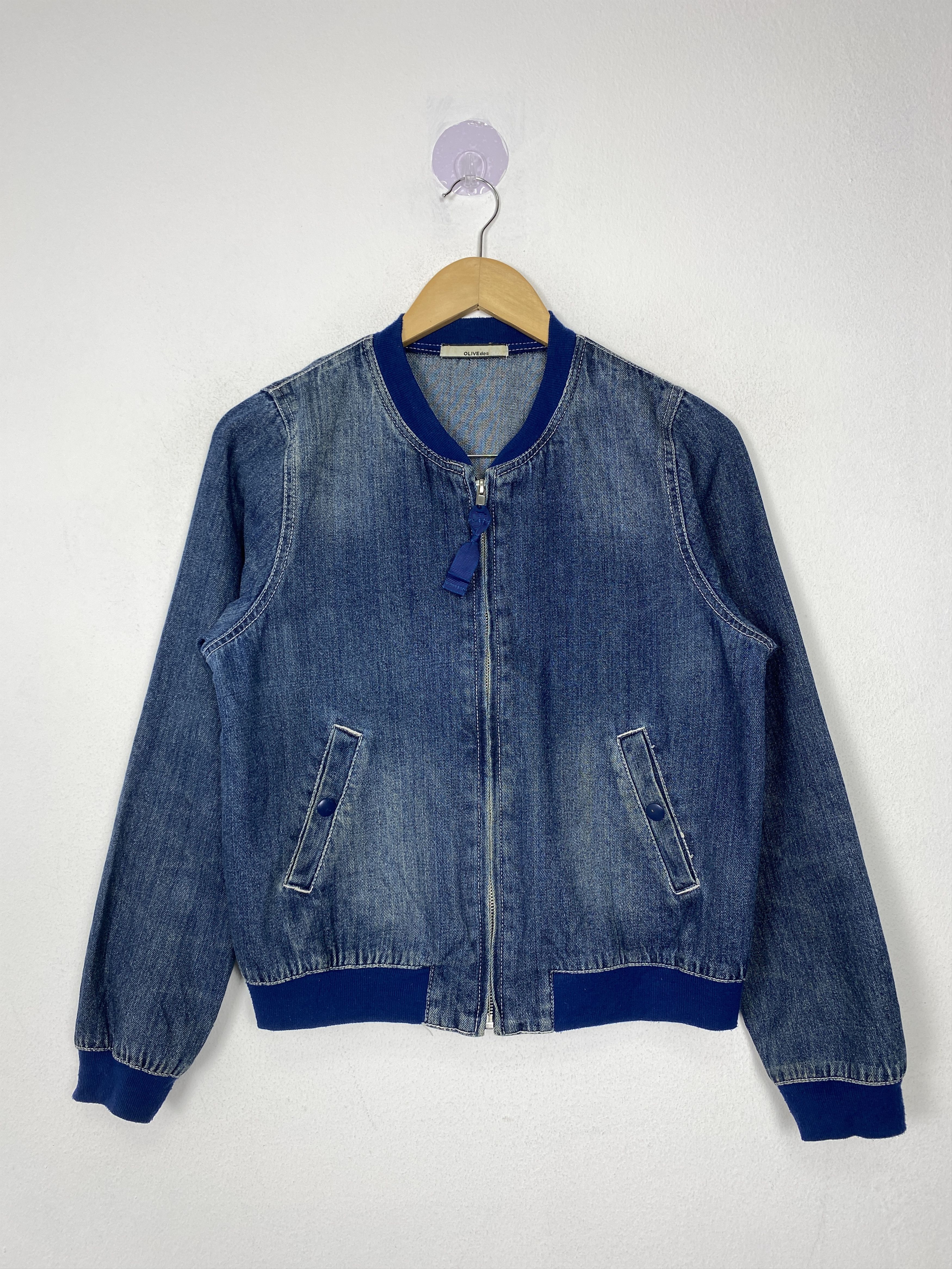 Japanese Brand Vintage Olive des Olive Zip Up Bombers Denim Jacket J1537 Size 3XL / US 20-22 - 1 Thumbnail