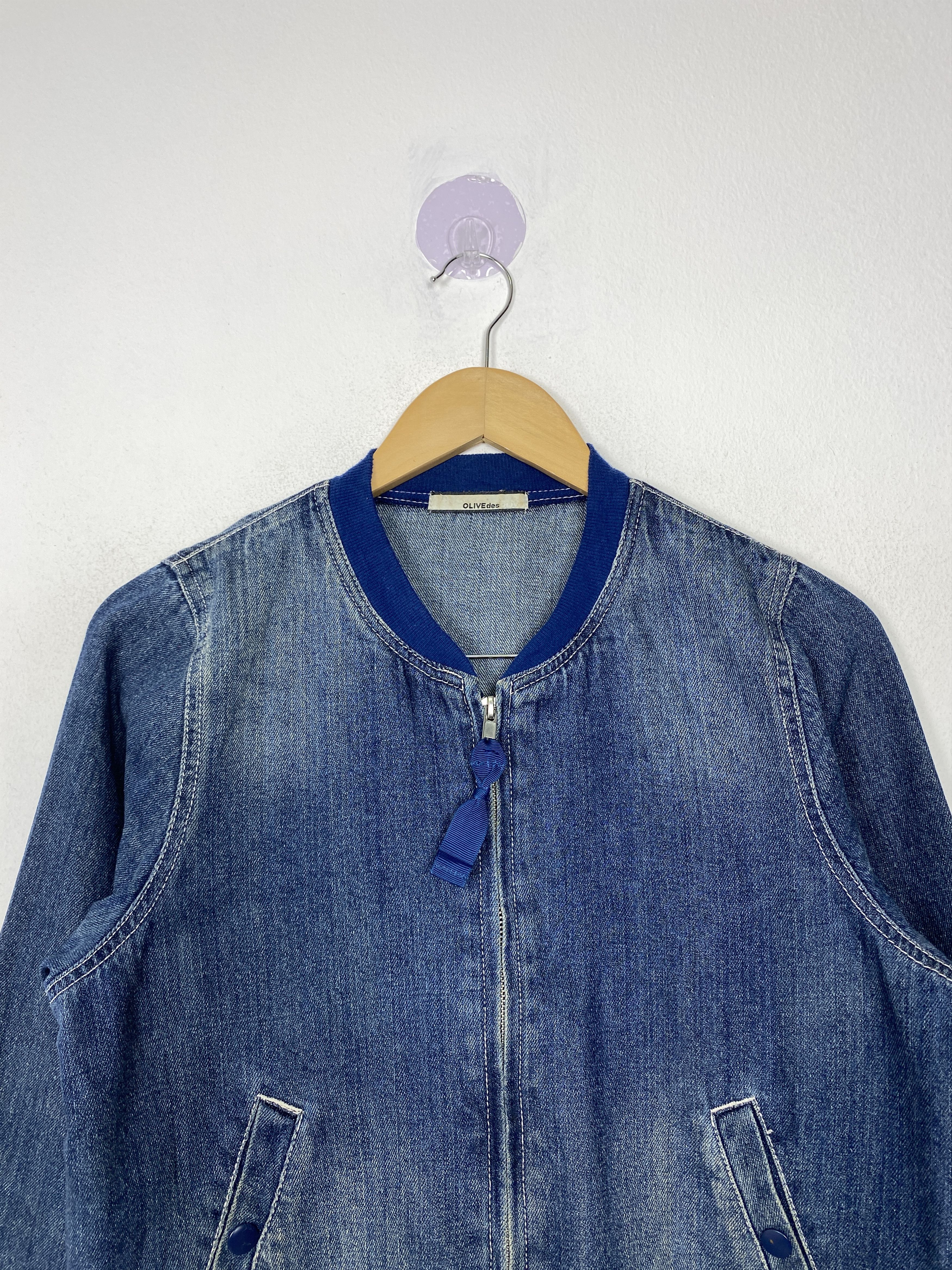 Japanese Brand Vintage Olive des Olive Zip Up Bombers Denim Jacket J1537 Size 3XL / US 20-22 - 2 Thumbnail