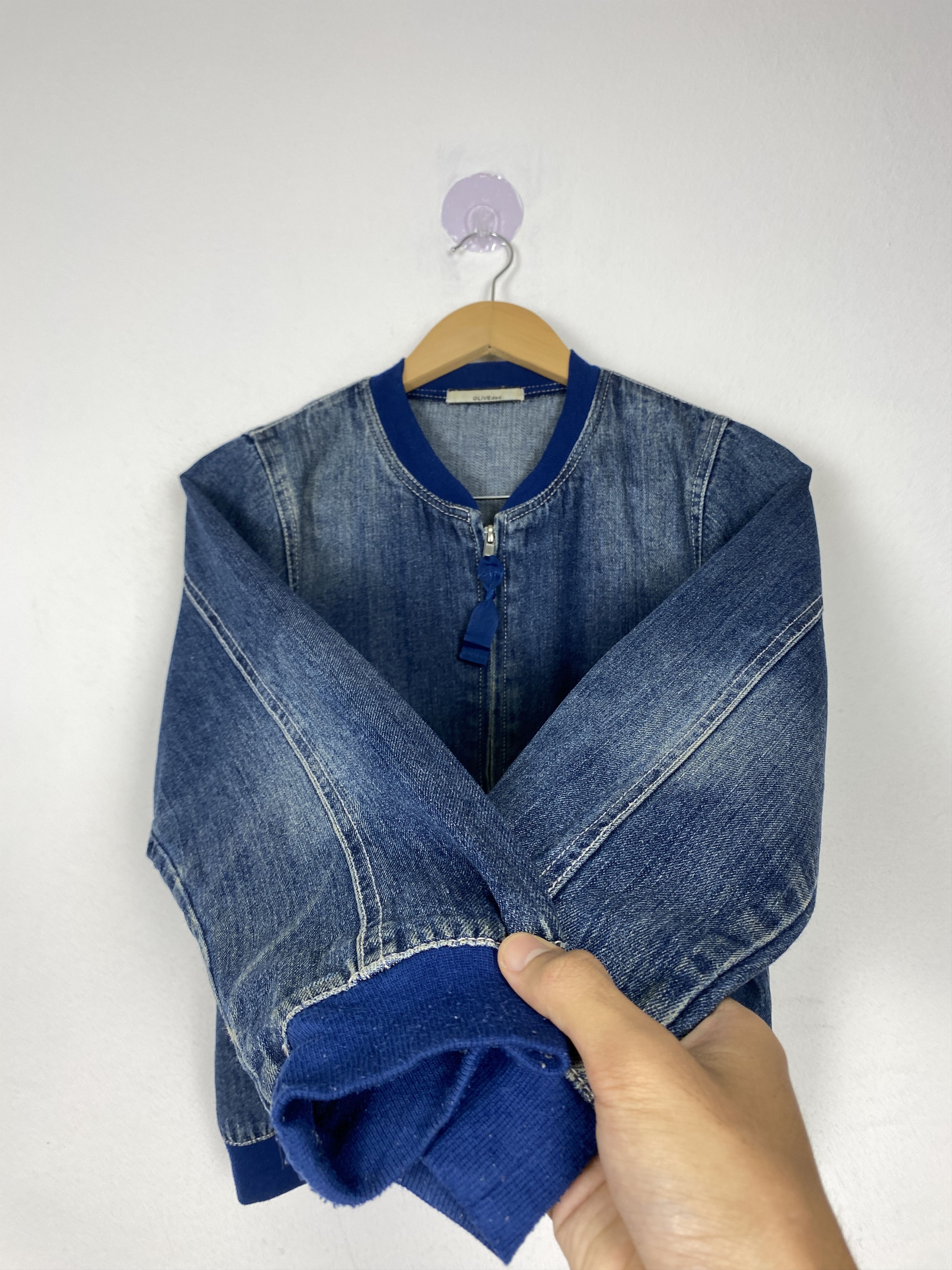 Japanese Brand Vintage Olive des Olive Zip Up Bombers Denim Jacket J1537 Size 3XL / US 20-22 - 6 Thumbnail