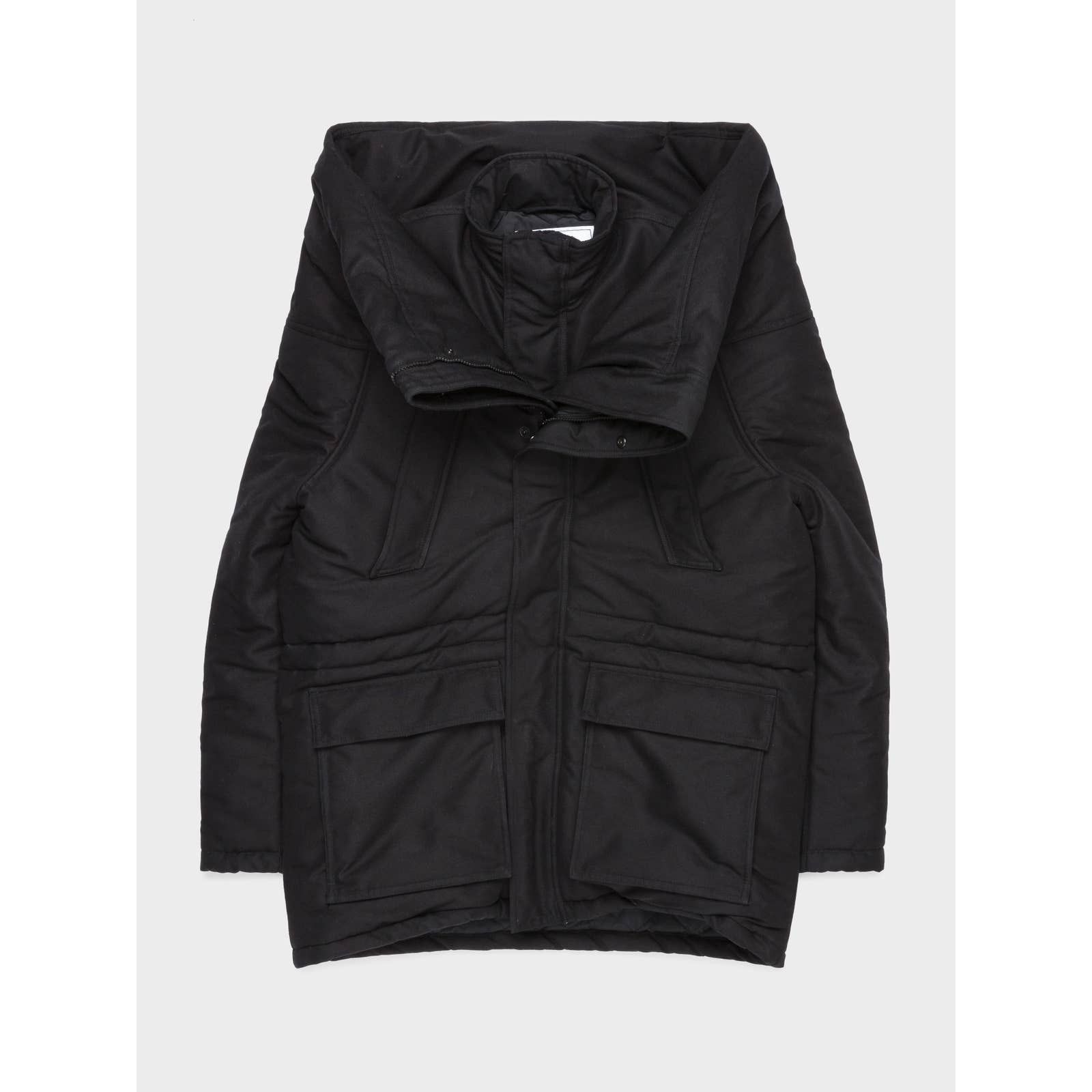image of Balenciaga Funnel Neck Parka in Black, Men's (Size Large)