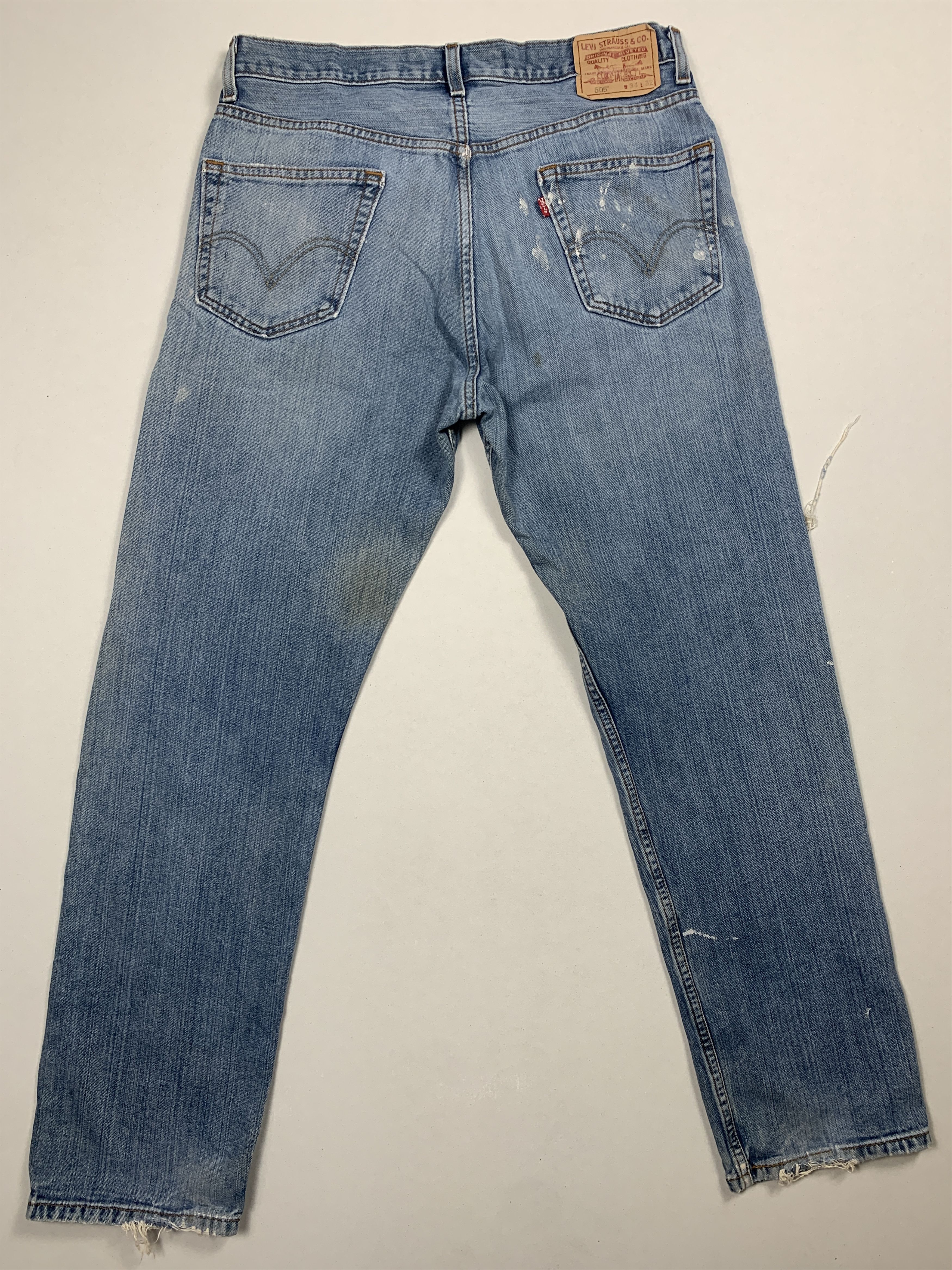 Levi's × Vintage Vintage LEVI'S 505 Distressed Faded Mid Wash Blue Jeans Size US 34 / EU 50 - 18 Thumbnail