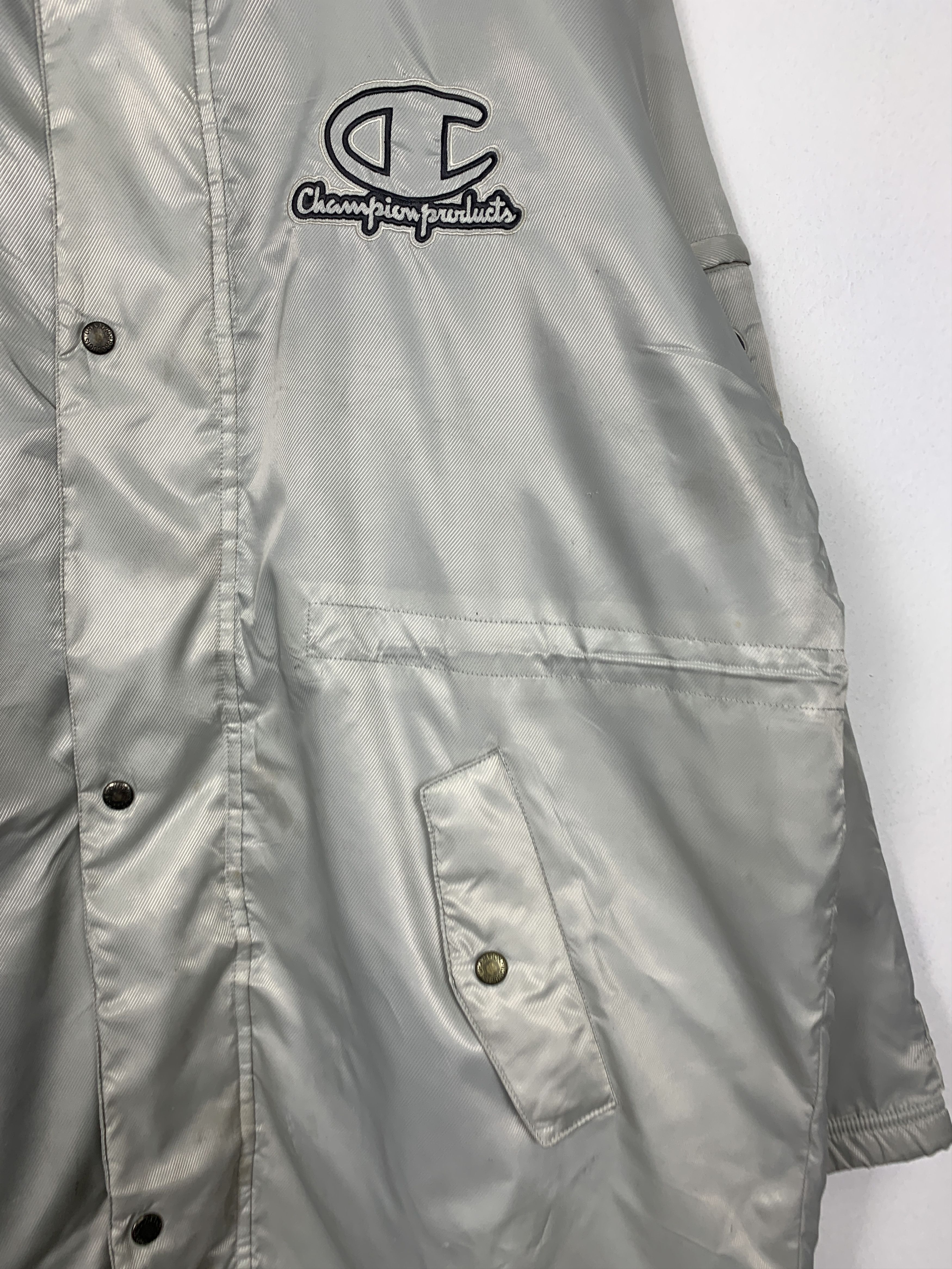 Champion Vintage CHAMPION Fleece Lining Zip Up Long Jacket J1400 Size US XL / EU 56 / 4 - 4 Thumbnail