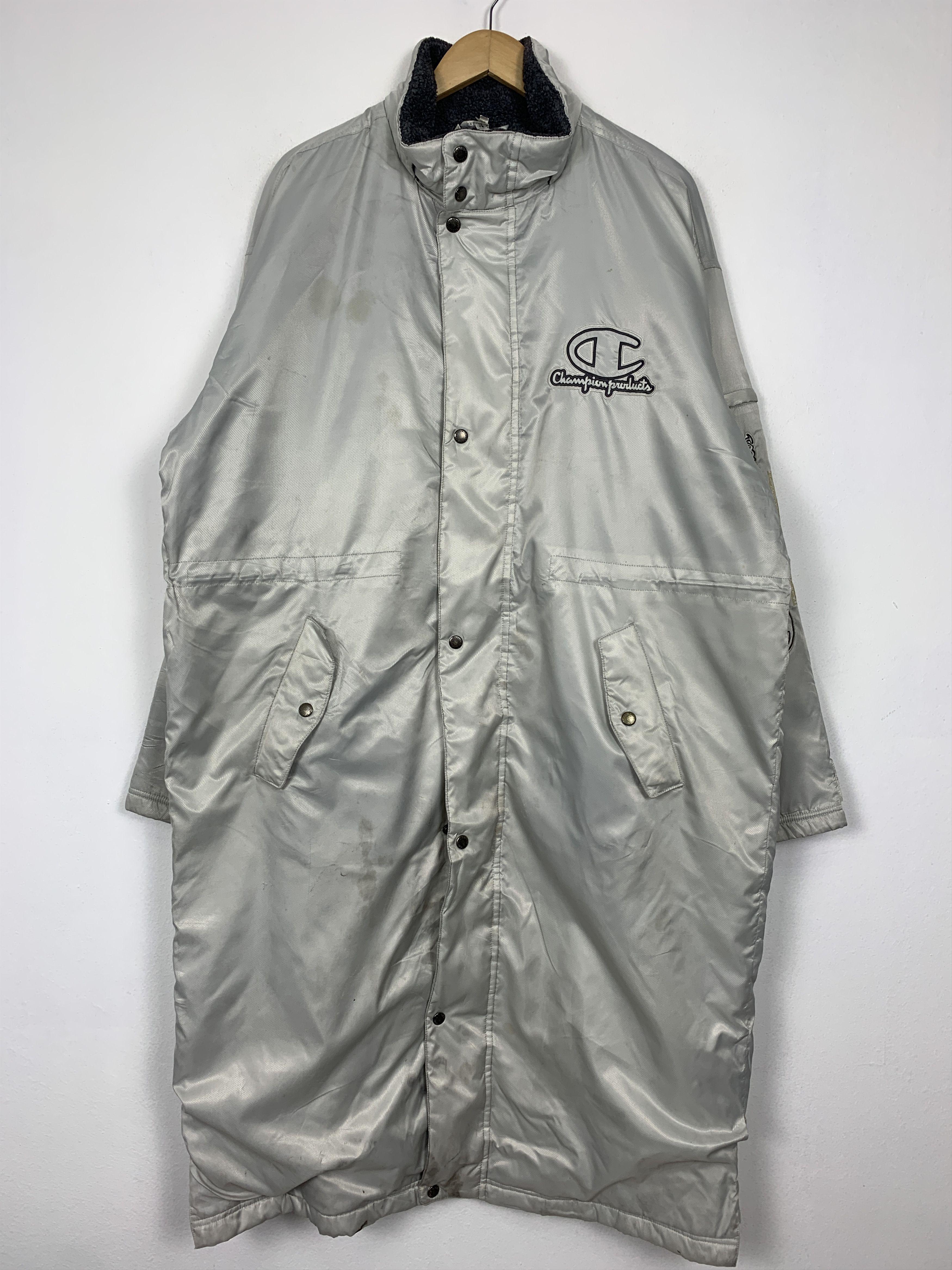 Champion Vintage CHAMPION Fleece Lining Zip Up Long Jacket J1400 Size US XL / EU 56 / 4 - 1 Thumbnail