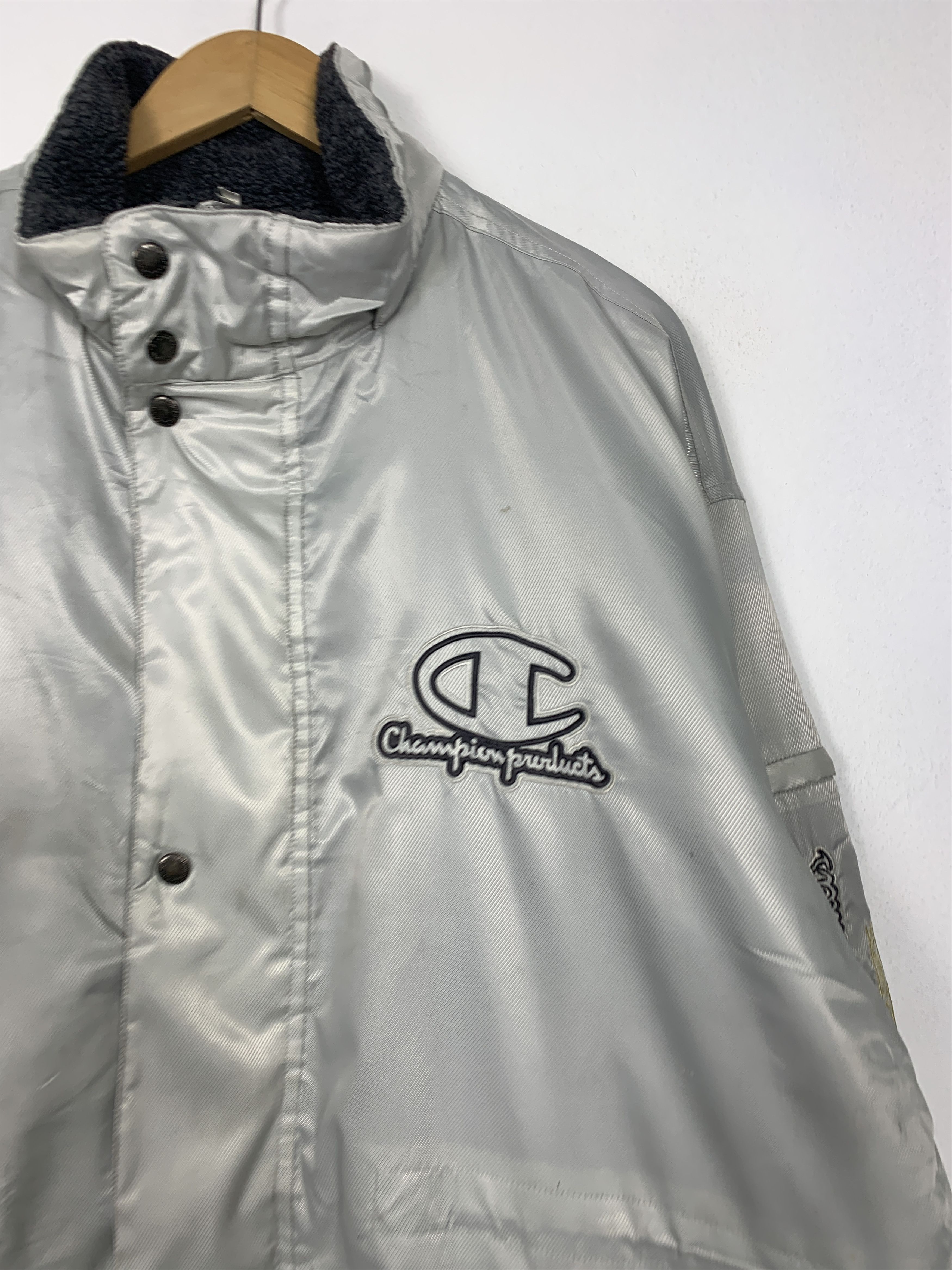 Champion Vintage CHAMPION Fleece Lining Zip Up Long Jacket J1400 Size US XL / EU 56 / 4 - 3 Thumbnail