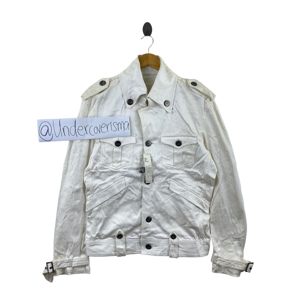 SEMANTIC DESIGN Japanese Brand Punk Bike Rider Cream Jacket