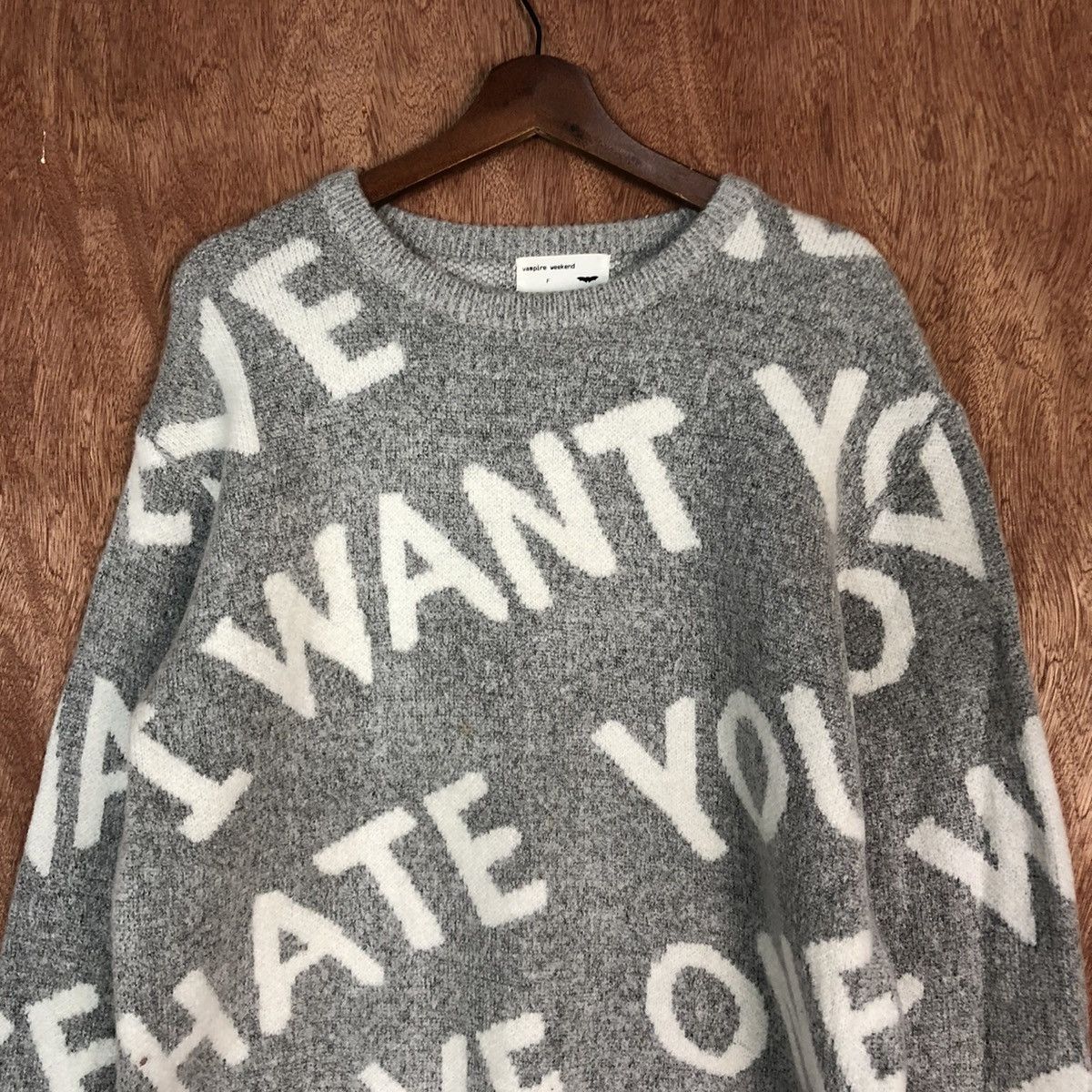 Vintage DL Vampire Weekend Grey full print KNitwear #c749 Size US M / EU 48-50 / 2 - 9 Thumbnail