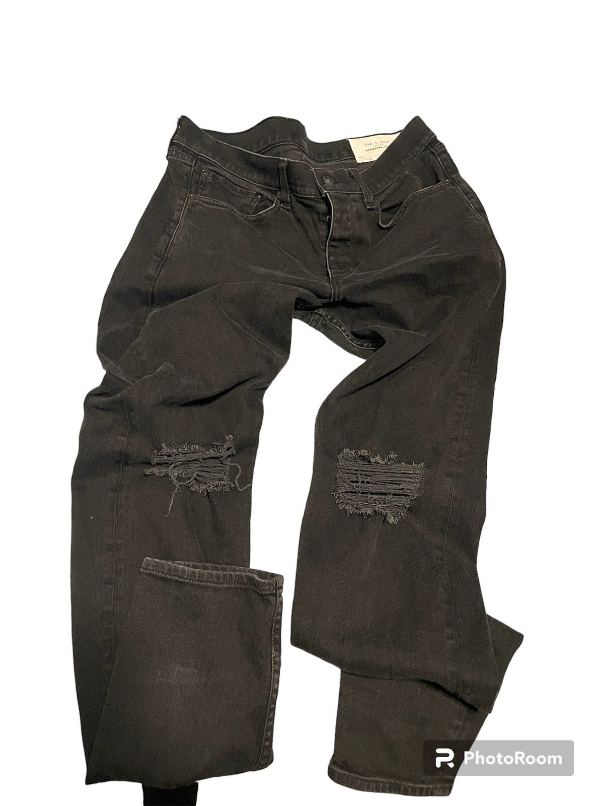 Rag & Bone Ray and Bone Black Ripped Skinny Fit Jeans Size US 34 / EU 50 - 1 Preview