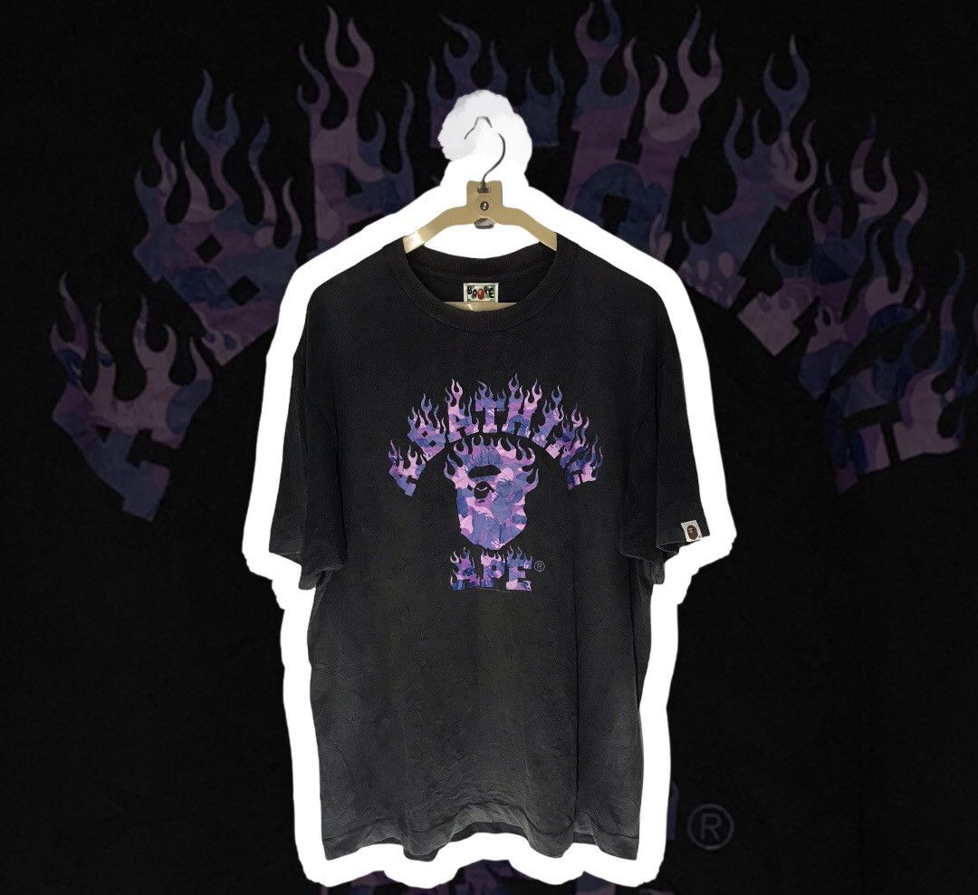 Bape Vintage a bathing ape flame spell camo distressed tshirt Size US L / EU 52-54 / 3 - 1 Thumbnail