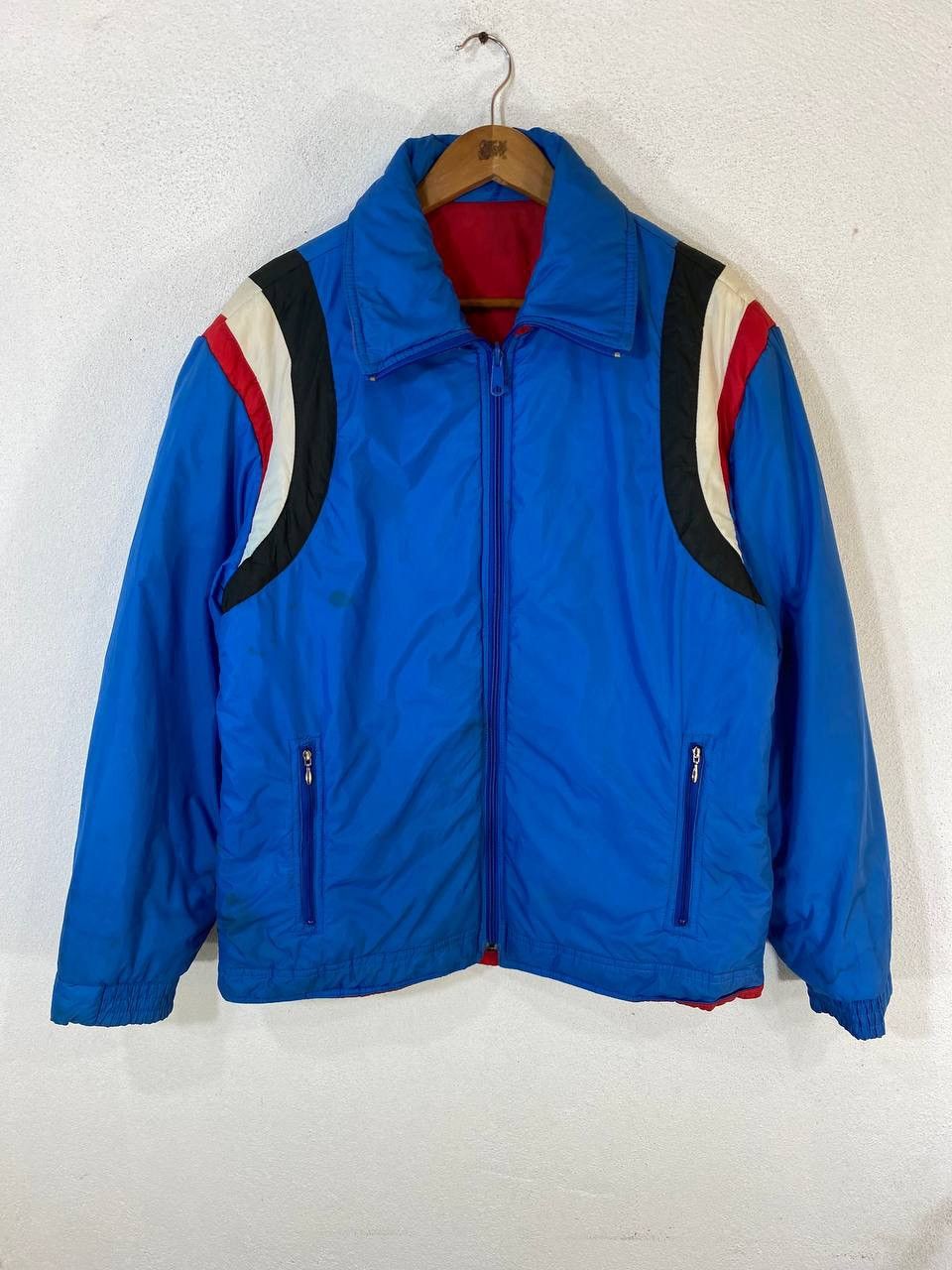 image of Original Montgomery x Vintage Montgomery Wards Retro Puffer Reversible Jacket in Blue (Size Medium)