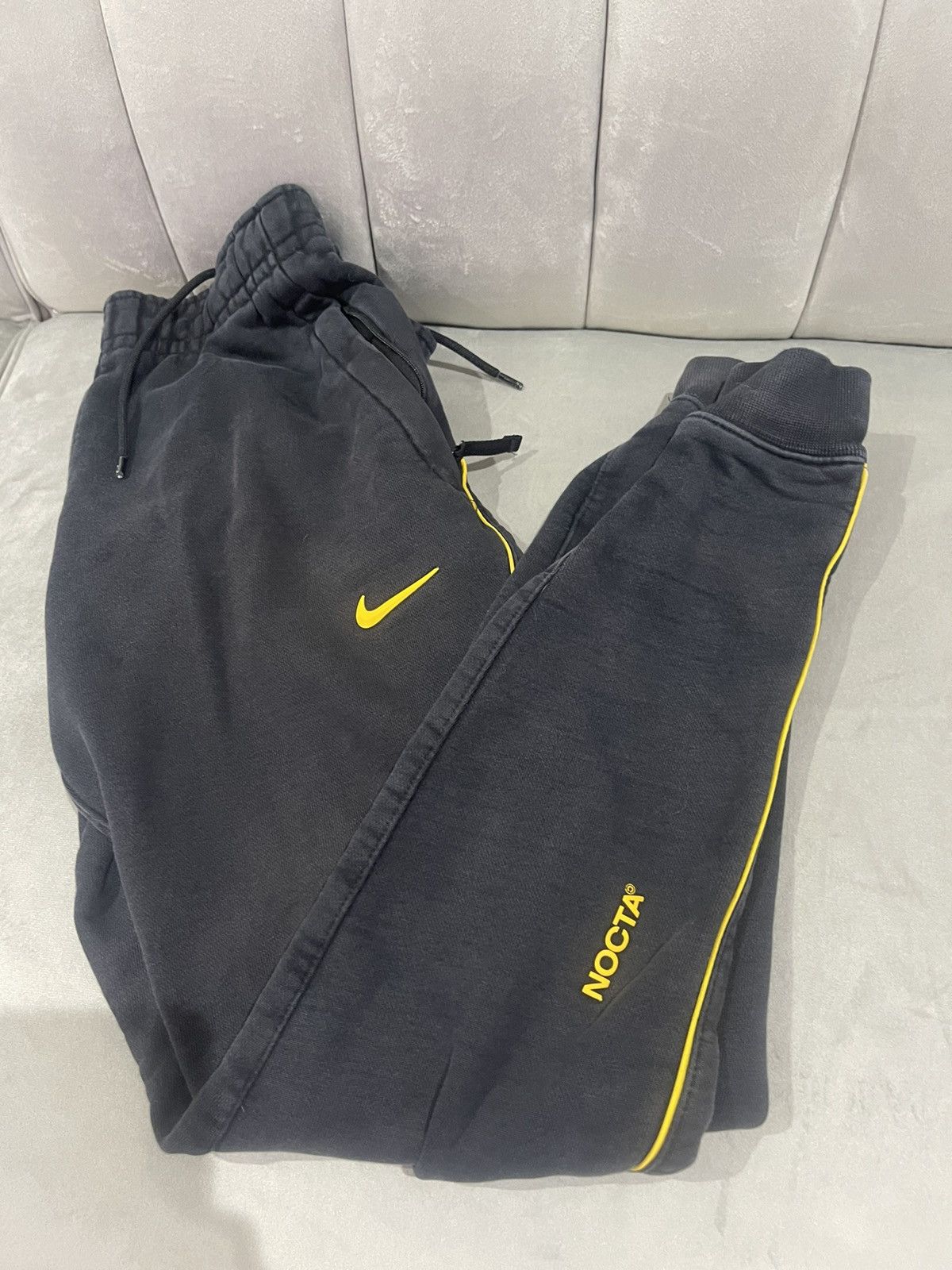 NIKE NOCTA OVO SWEATPANTS BLACK YELLOW WORN