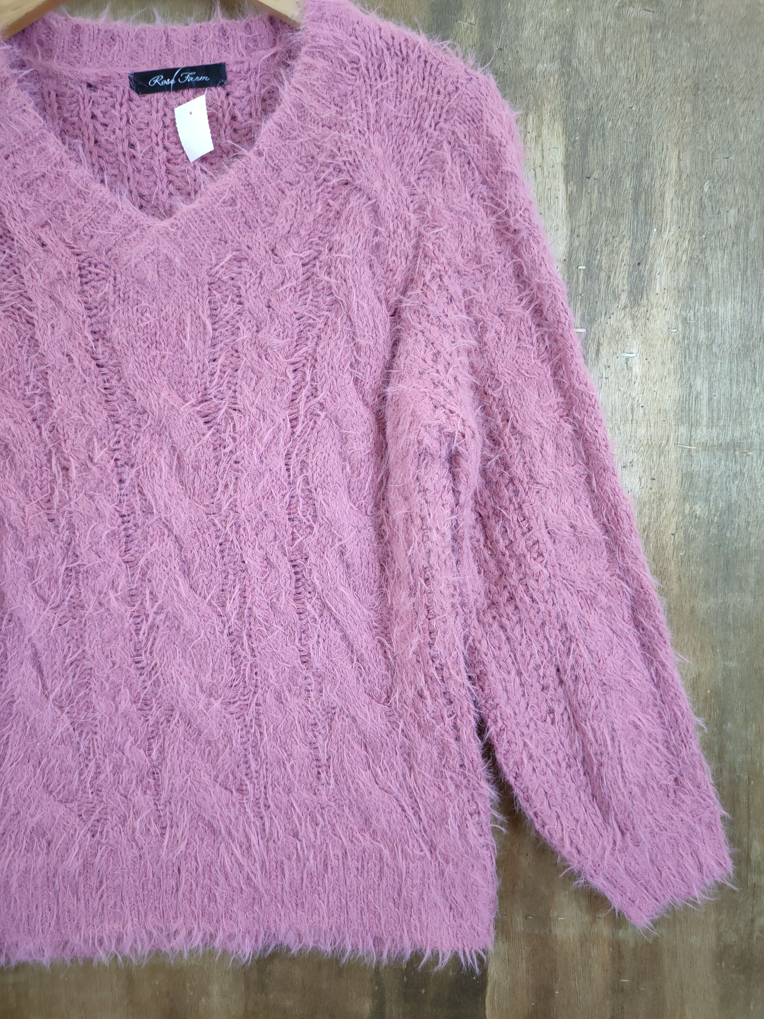 Aran Isles Knitwear D Rose Farm mohair shag shaggy fur cable knitwear #46- 921 Size M / US 6-8 / IT 42-44 - 3 Thumbnail
