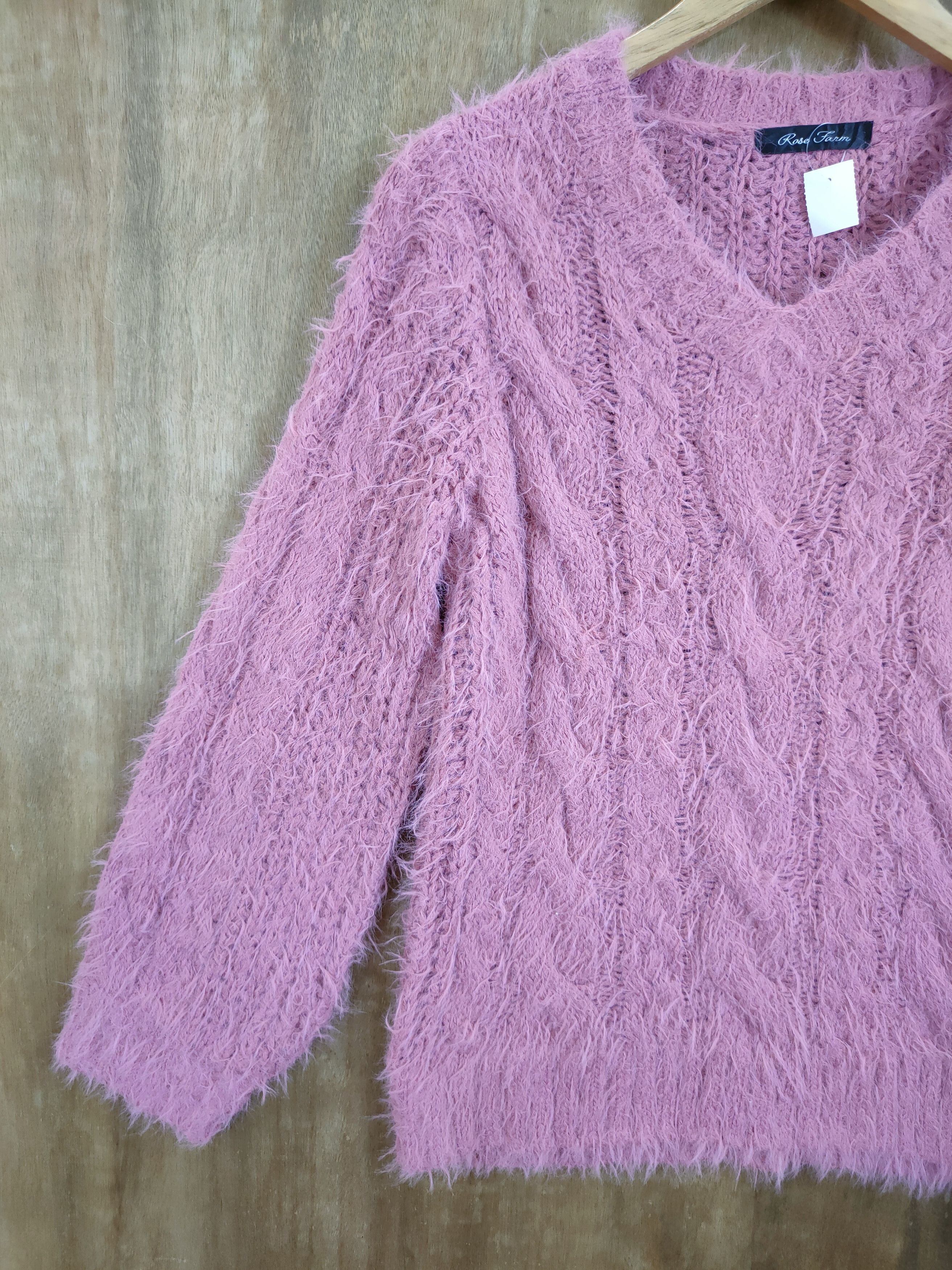 Aran Isles Knitwear D Rose Farm mohair shag shaggy fur cable knitwear #46- 921 Size M / US 6-8 / IT 42-44 - 2 Thumbnail