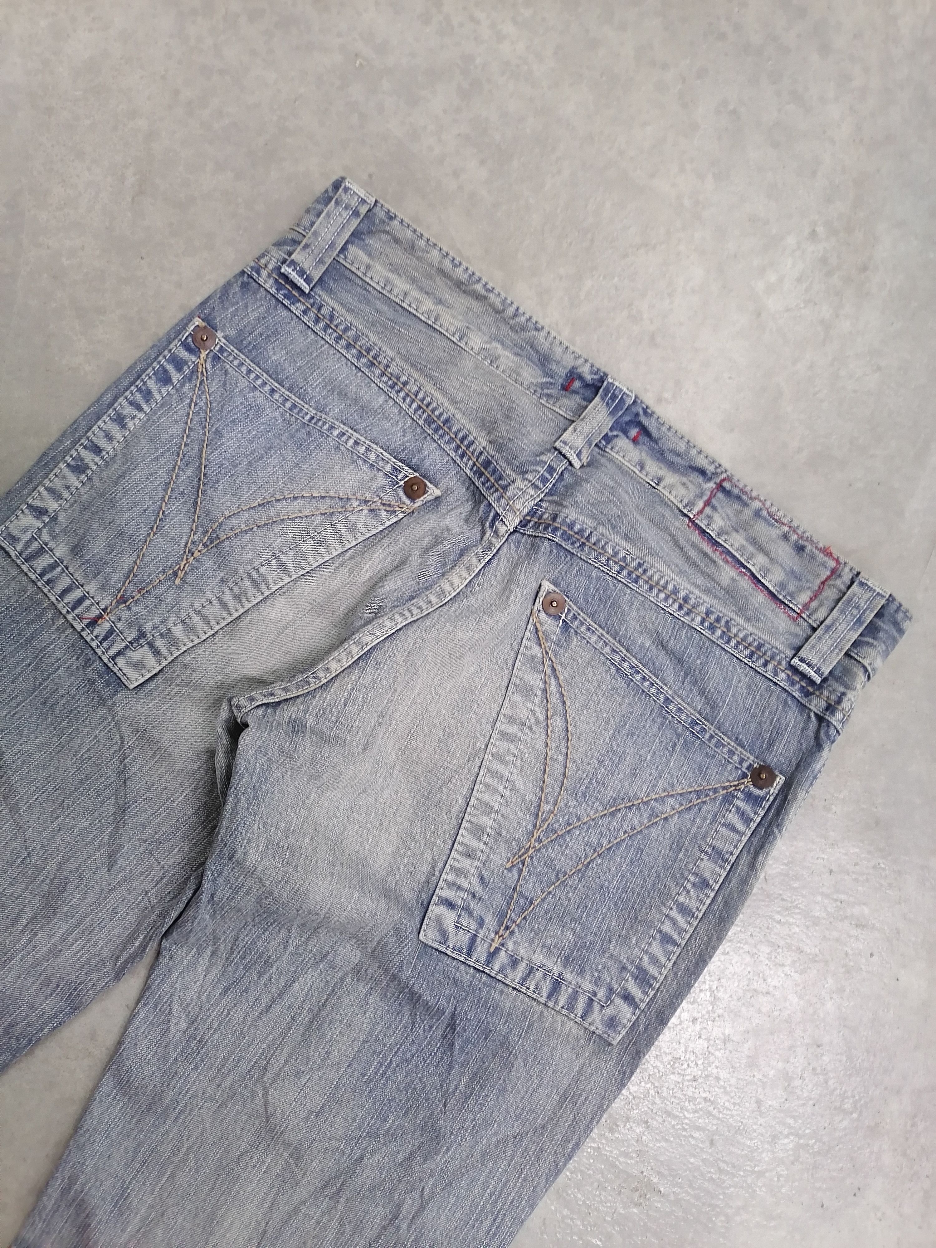 Japanese Brand FLARED🔥Blue Way Faded Blue Distressed Denim Pants⚡⚡⚡ Size US 34 / EU 50 - 8 Thumbnail