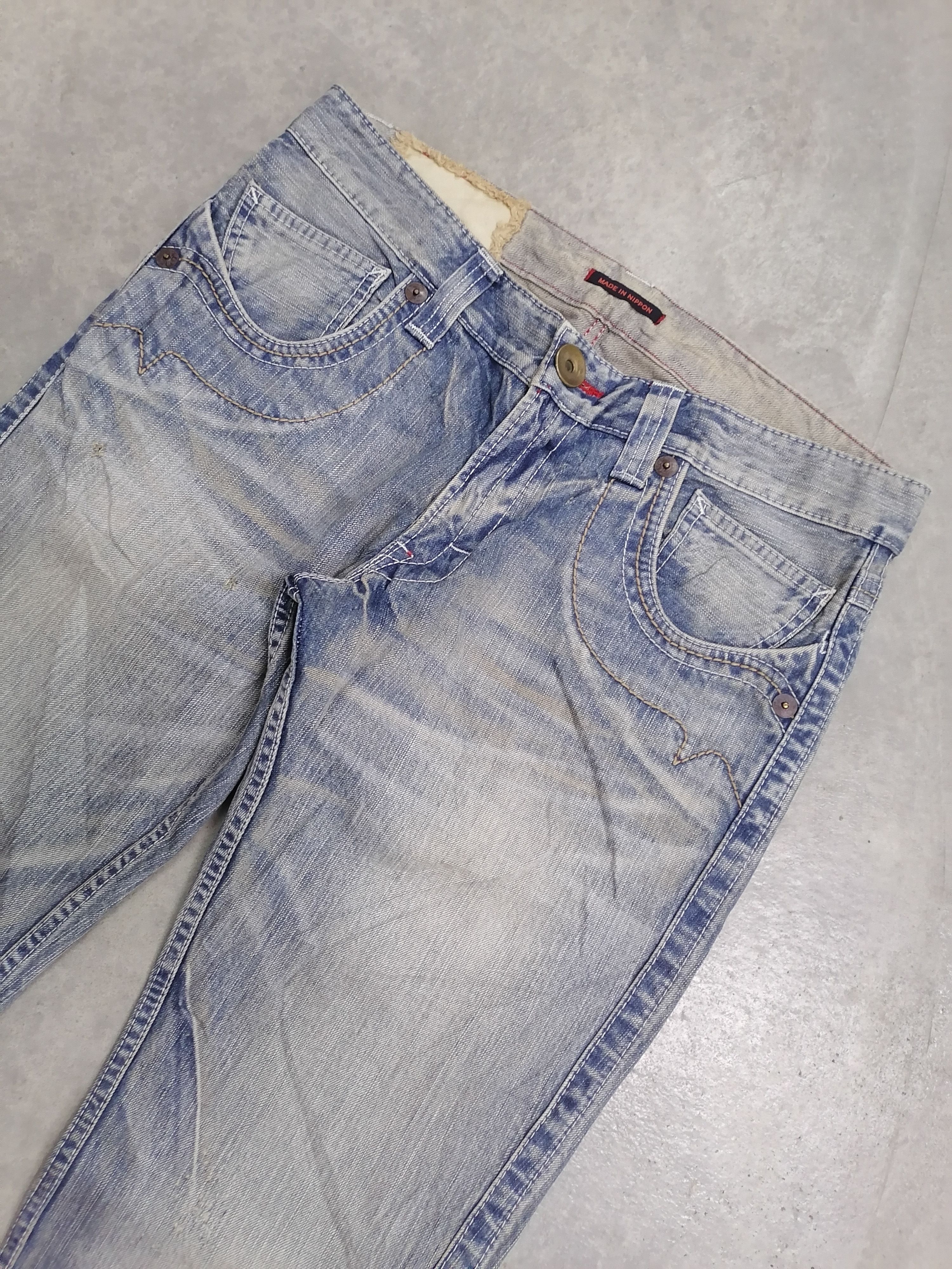 Japanese Brand FLARED🔥Blue Way Faded Blue Distressed Denim Pants⚡⚡⚡ Size US 34 / EU 50 - 4 Thumbnail