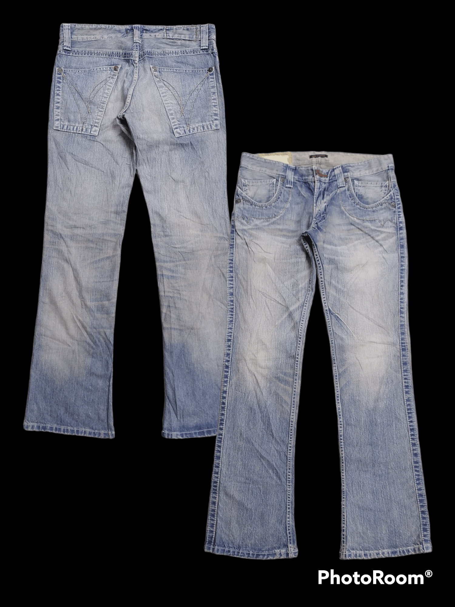 Japanese Brand FLARED🔥Blue Way Faded Blue Distressed Denim Pants⚡⚡⚡ Size US 34 / EU 50 - 1 Thumbnail