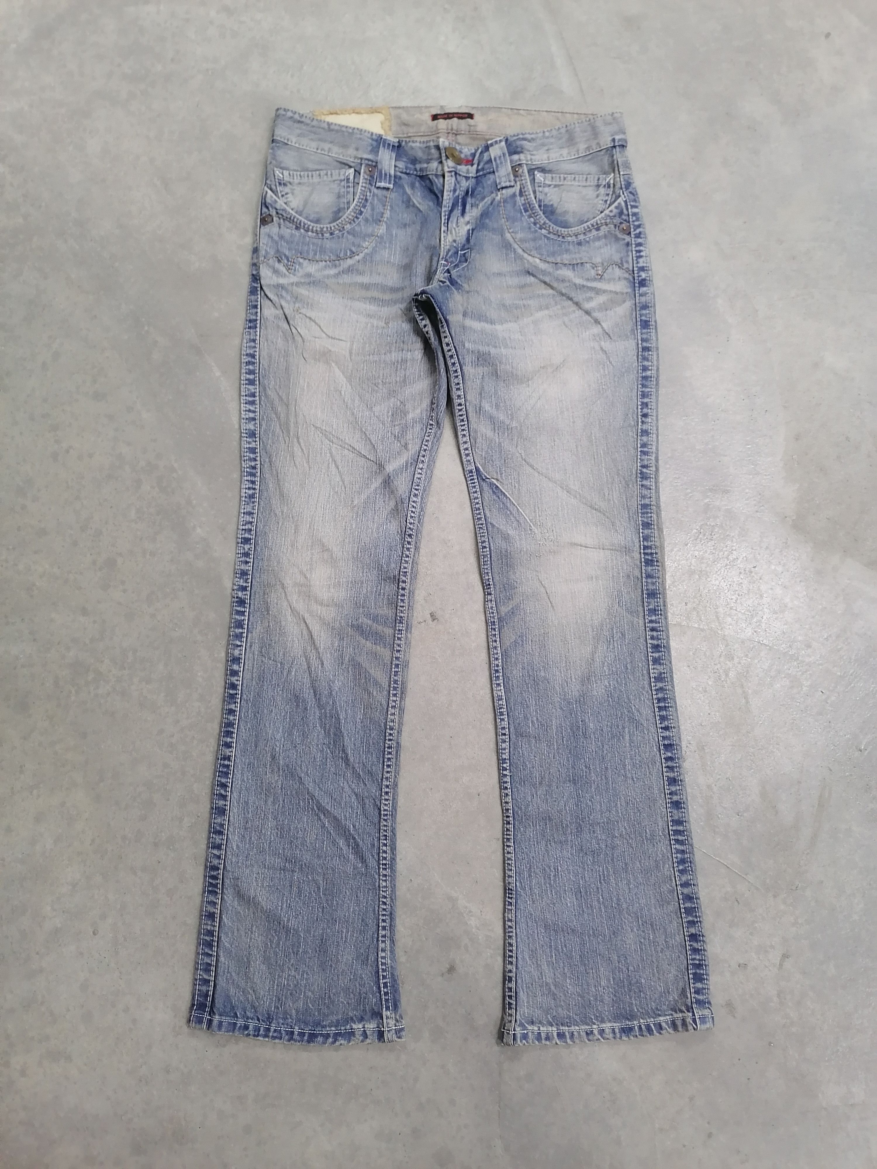 Japanese Brand FLARED🔥Blue Way Faded Blue Distressed Denim Pants⚡⚡⚡ Size US 34 / EU 50 - 2 Thumbnail