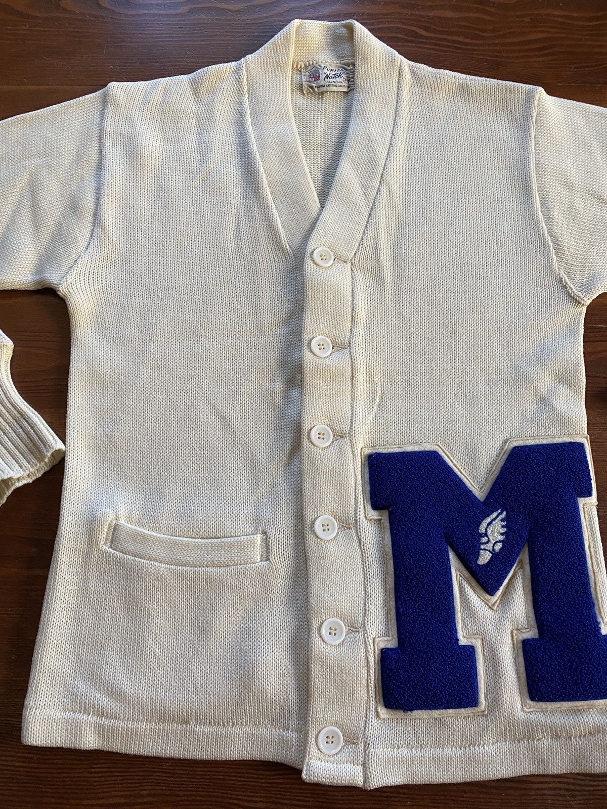 Puritan Vintage 40’s/50’s Puritan Letterman Wool Cardigan Sweater Size US S / EU 44-46 / 1 - 4 Thumbnail