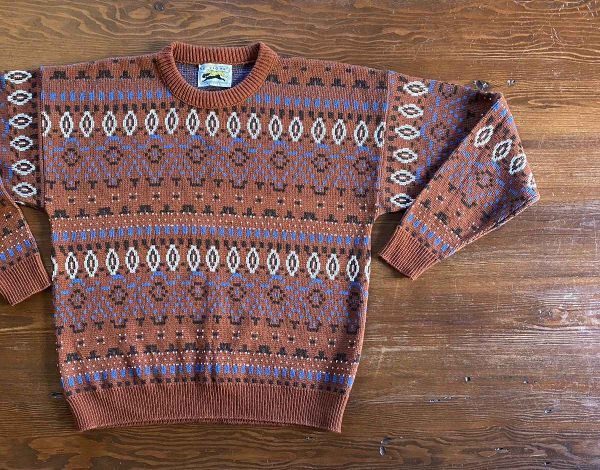Le TIGRE Vintage 80’s Le Tigre Textile Stripes Knit Sweater Size US XL / EU 56 / 4 - 1 Thumbnail