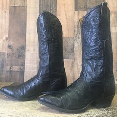 T.O. Stanley Handmade Cowboy Boots - Brown Full Quill Ostrich - Wmns Size  9.5B