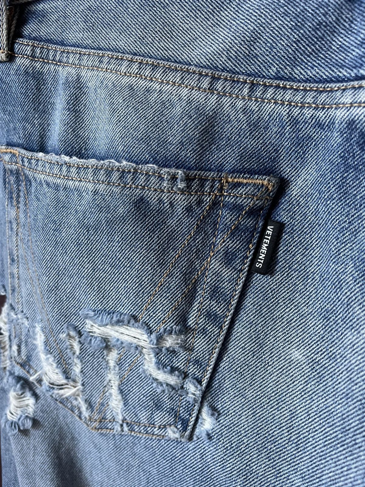 Vetements Anarchy Distressed Washed Denim Size US 30 / EU 46 - 9 Thumbnail