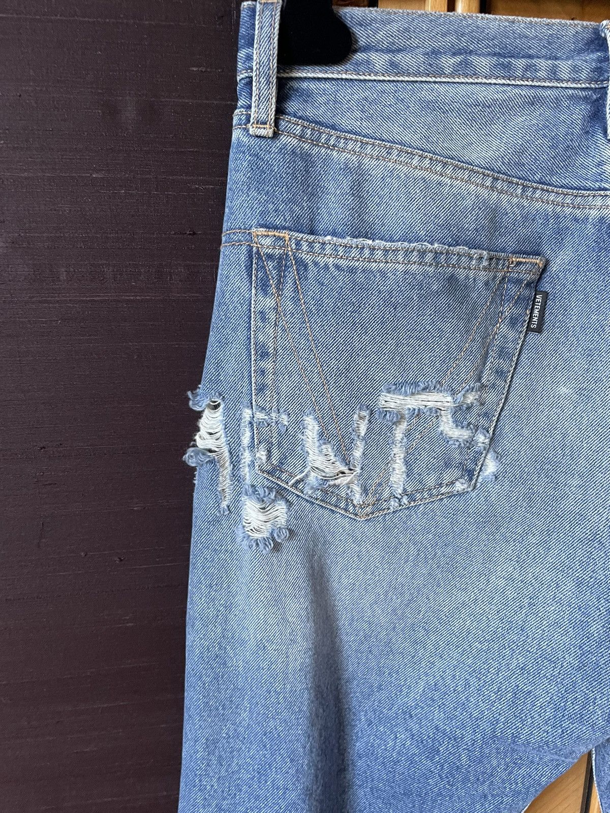 Vetements Anarchy Distressed Washed Denim Size US 30 / EU 46 - 8 Thumbnail