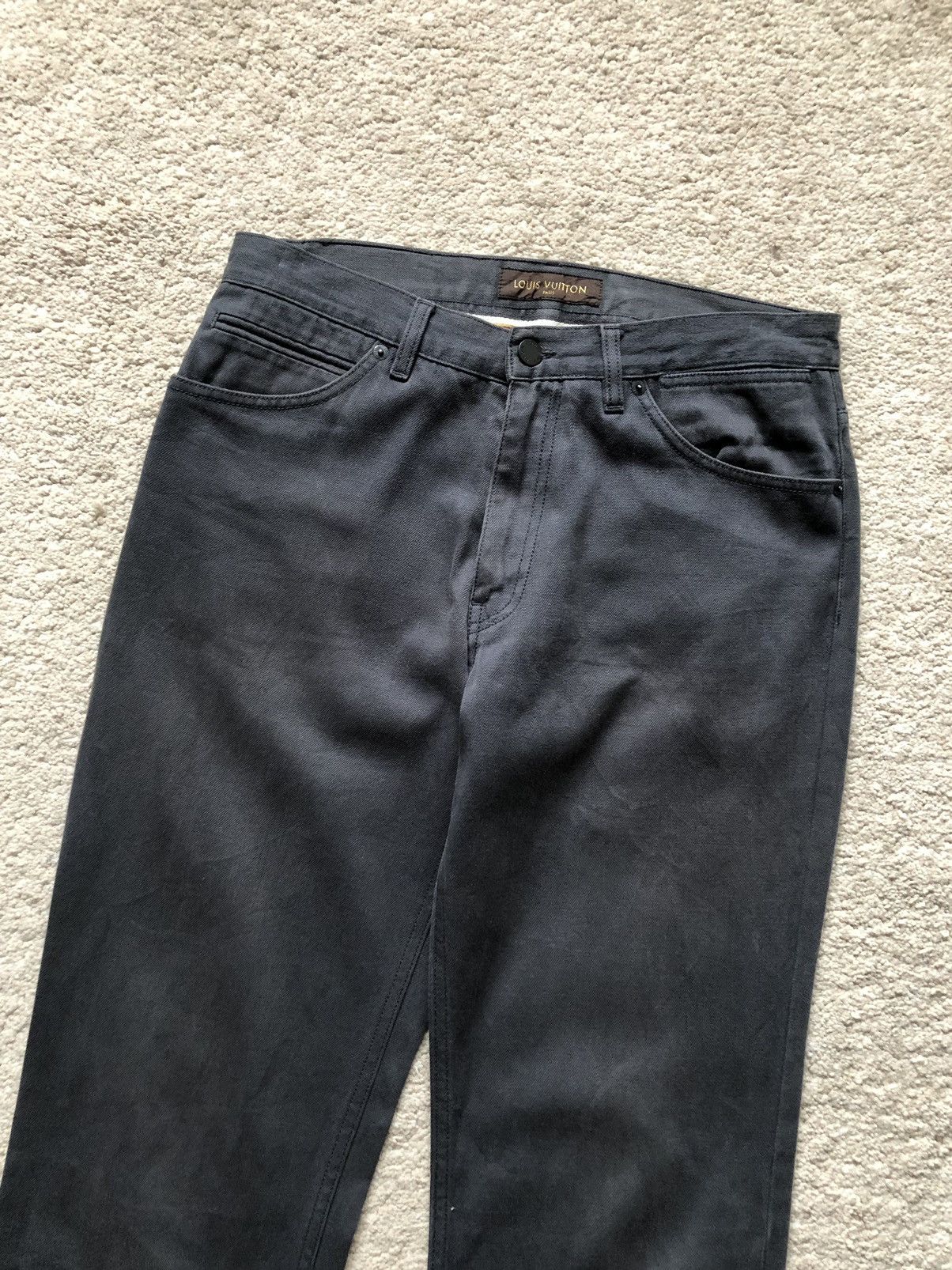 Louis Vuitton 1990s Louis Vuitton Attached Leather Leg Faded Black Jeans Size US 30 / EU 46 - 3 Thumbnail