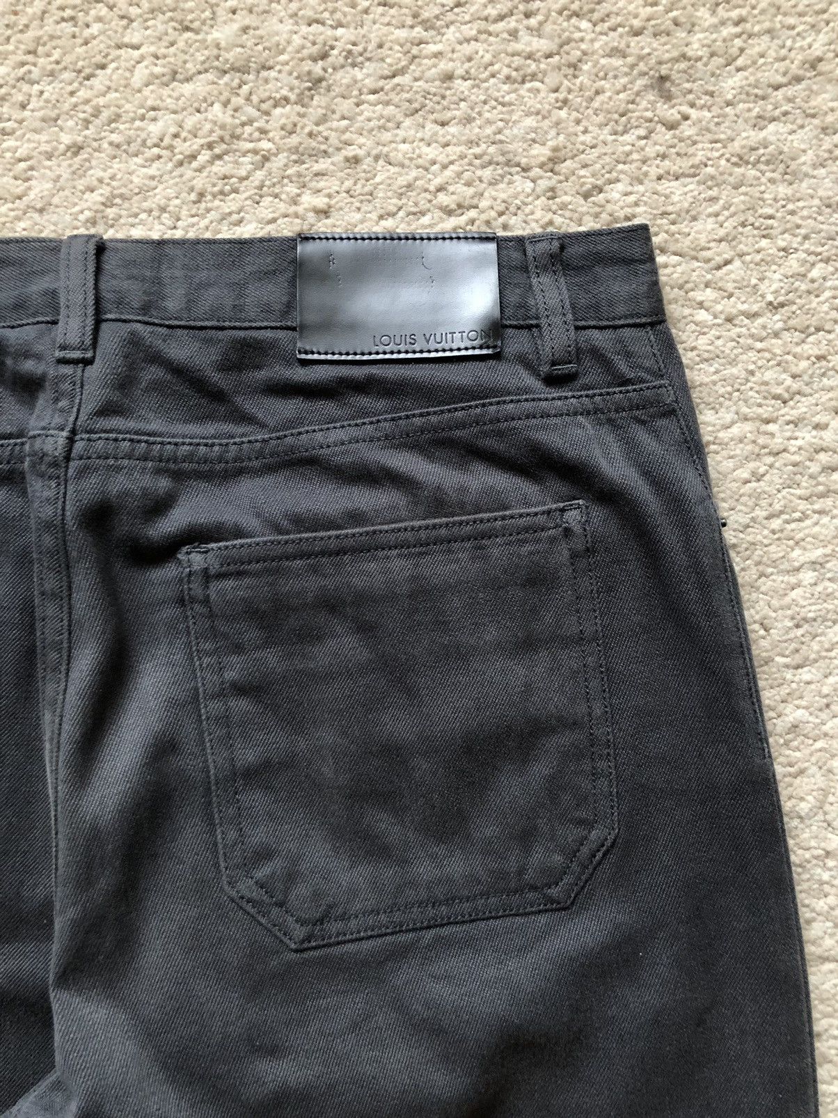 Louis Vuitton 1990s Louis Vuitton Attached Leather Leg Faded Black Jeans Size US 30 / EU 46 - 7 Thumbnail