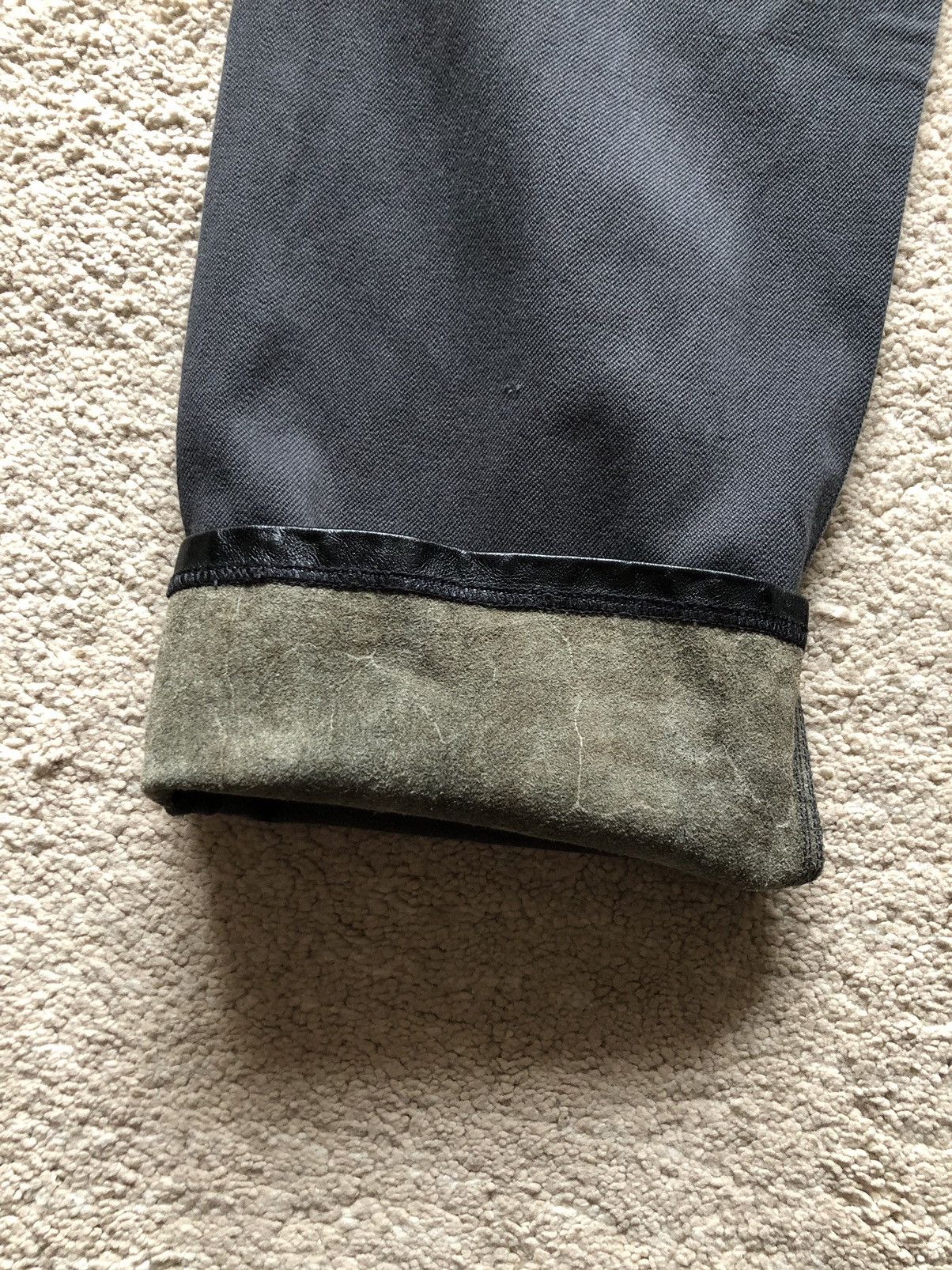 Louis Vuitton 1990s Louis Vuitton Attached Leather Leg Faded Black Jeans Size US 30 / EU 46 - 10 Thumbnail