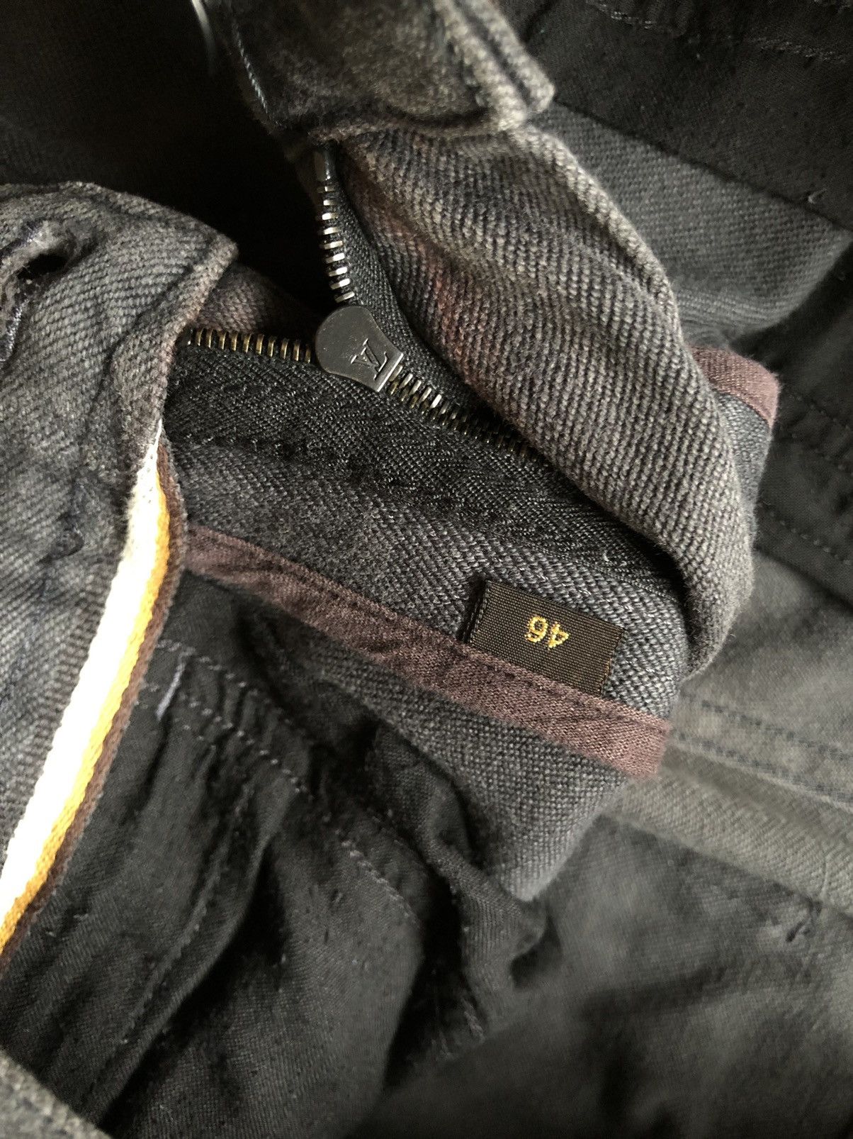 Louis Vuitton 1990s Louis Vuitton Attached Leather Leg Faded Black Jeans Size US 30 / EU 46 - 13 Thumbnail
