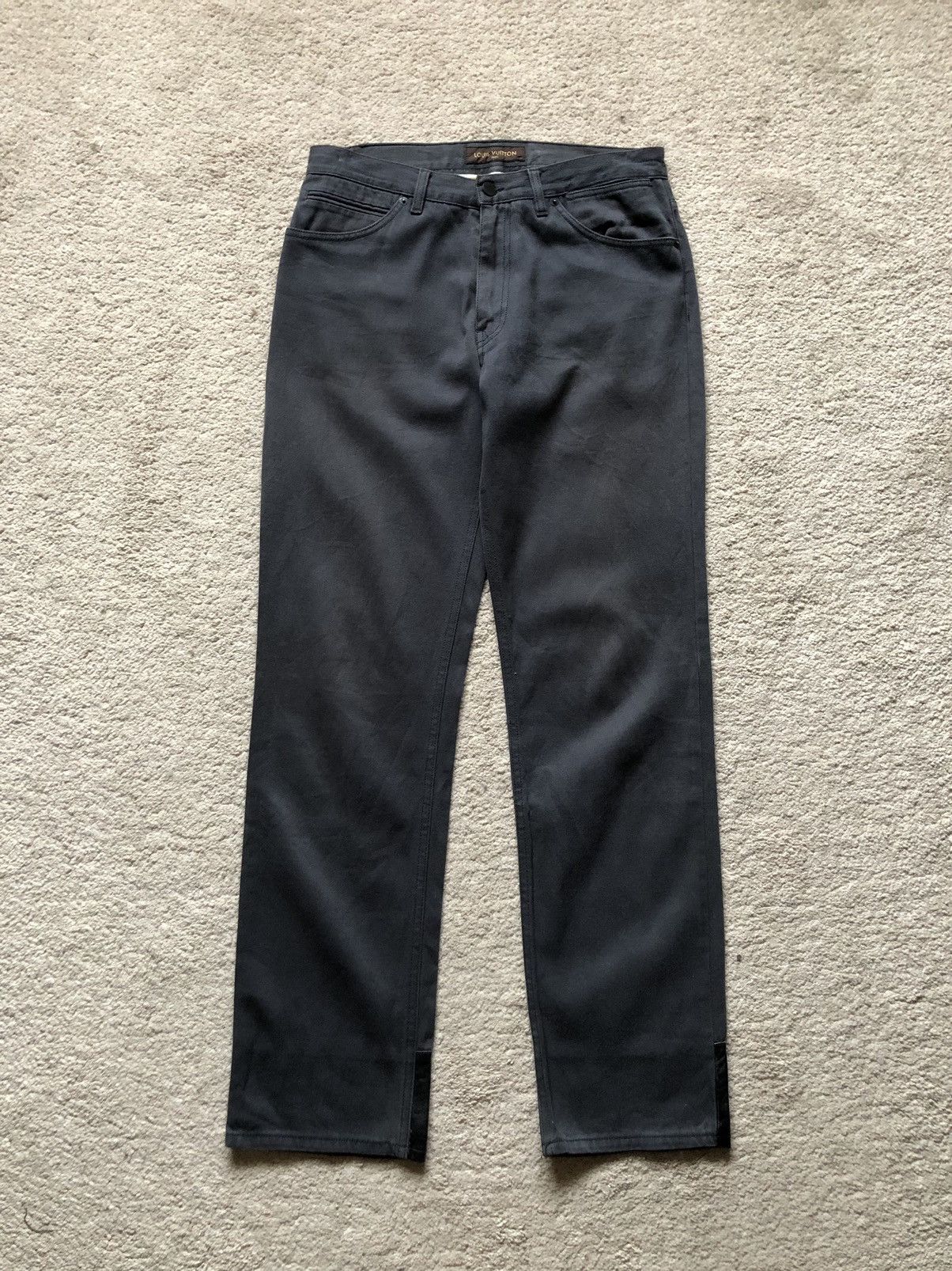 Louis Vuitton 1990s Louis Vuitton Attached Leather Leg Faded Black Jeans Size US 30 / EU 46 - 1 Thumbnail