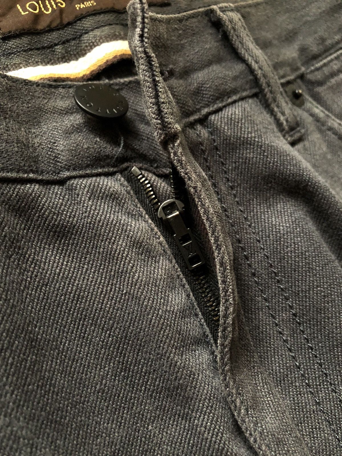 Louis Vuitton 1990s Louis Vuitton Attached Leather Leg Faded Black Jeans Size US 30 / EU 46 - 12 Thumbnail