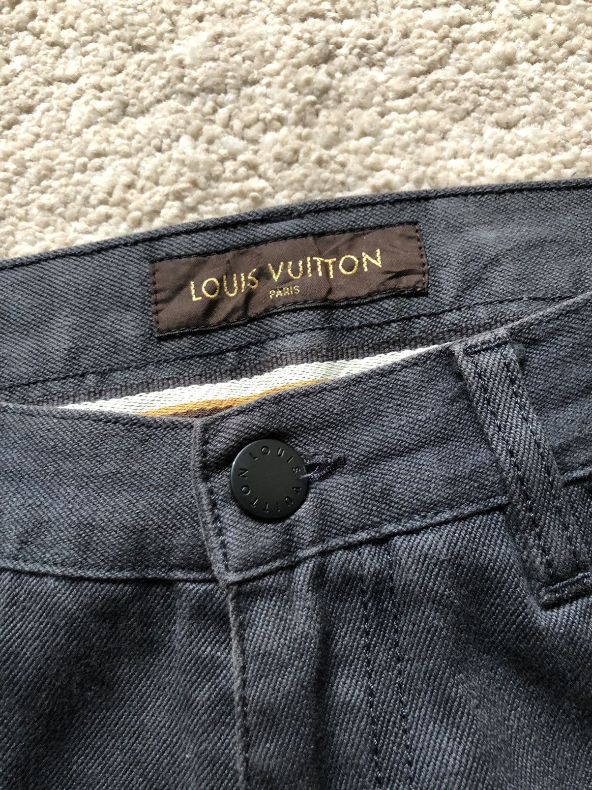 Louis Vuitton 1990s Louis Vuitton Attached Leather Leg Faded Black Jeans Size US 30 / EU 46 - 4 Thumbnail