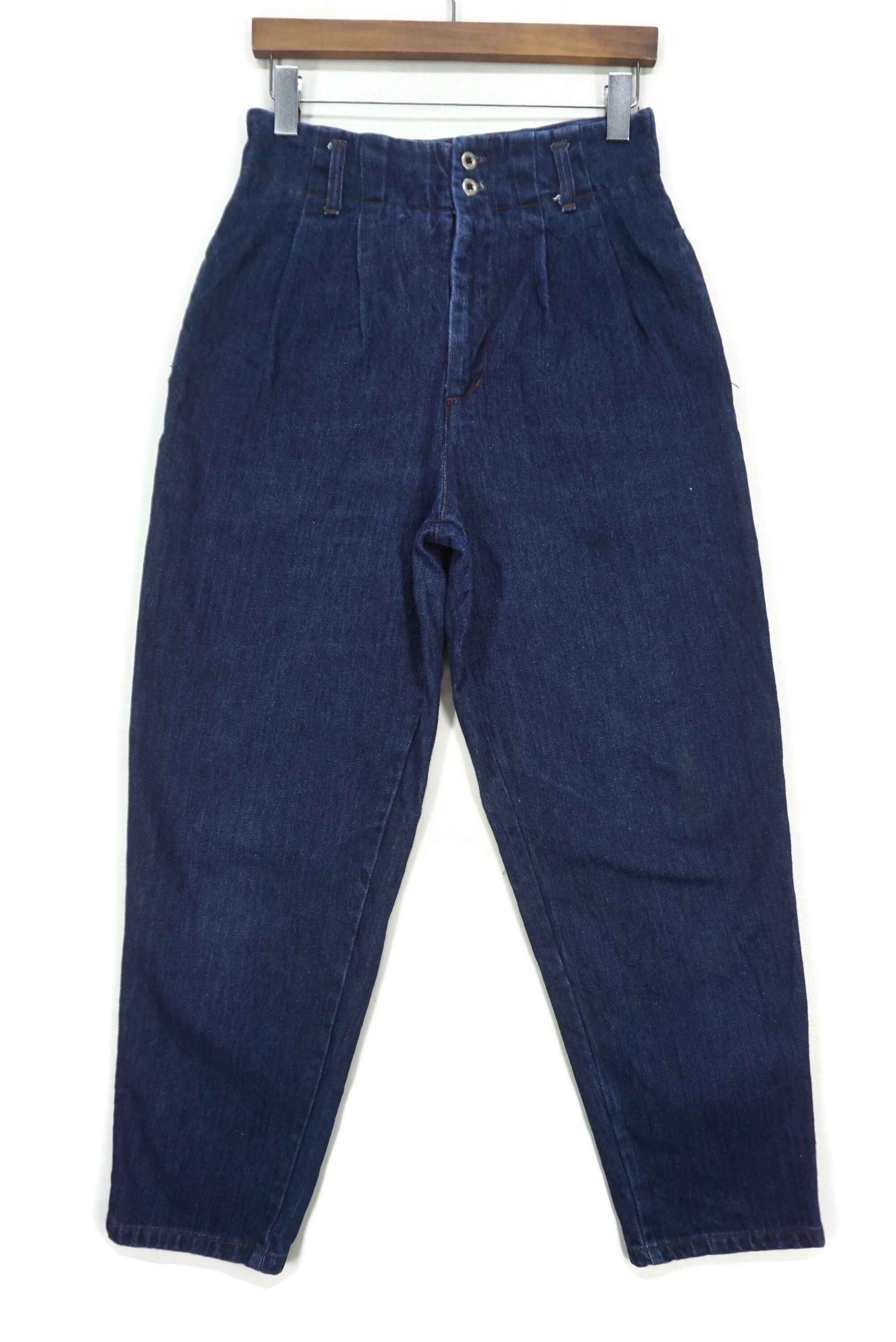 image of Calvin Klein x Made In USA High Waisted Baggy Jeans Petite High Rise Balloon Ankle Pant in Blue, Wo