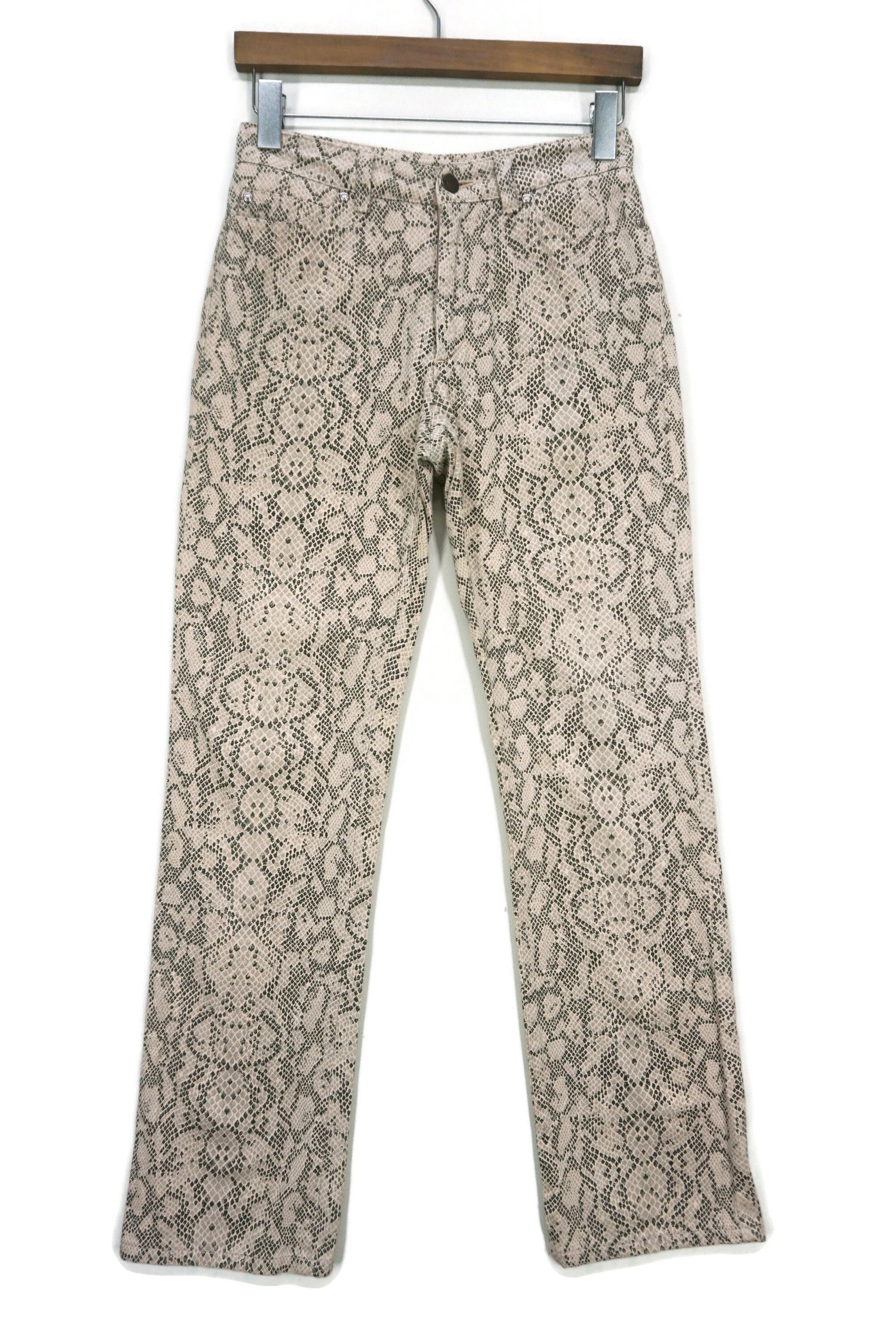 image of Rodeo x Workers Snake Print Pants Sasson Japan Full Print Casual Trouser in Beige, Women's (Size 27