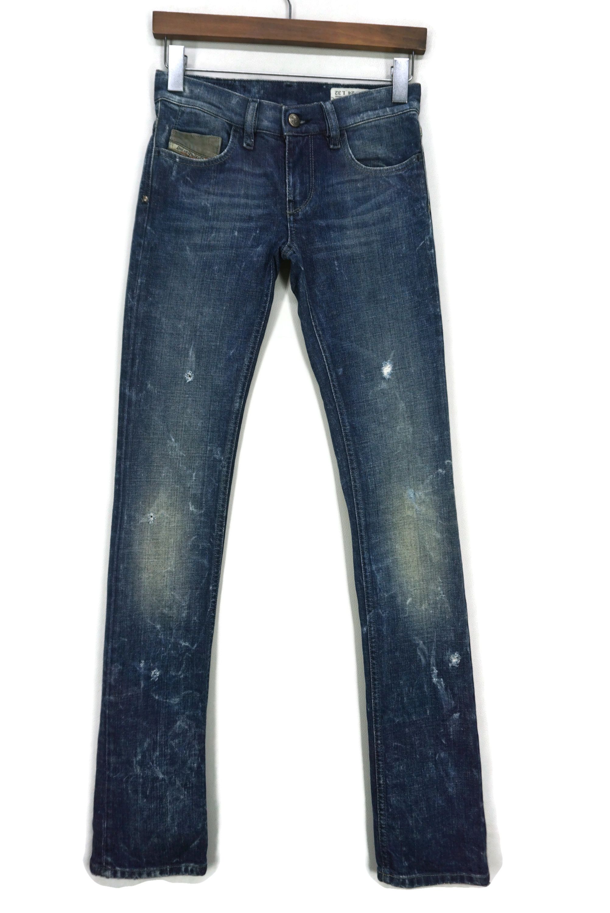 image of Diesel x Distressed Denim Low Rise Skinny Jeans Livy Slim Pants Made In Italy in Blue, Women's (Siz