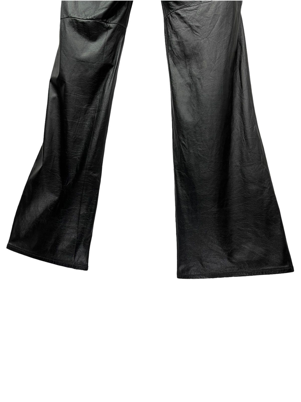 Genuine Leather FYE FLARE🔥Vtg Matsuda Black Punk Flare Light Leather Pants Size US 28 / EU 44 - 7 Thumbnail
