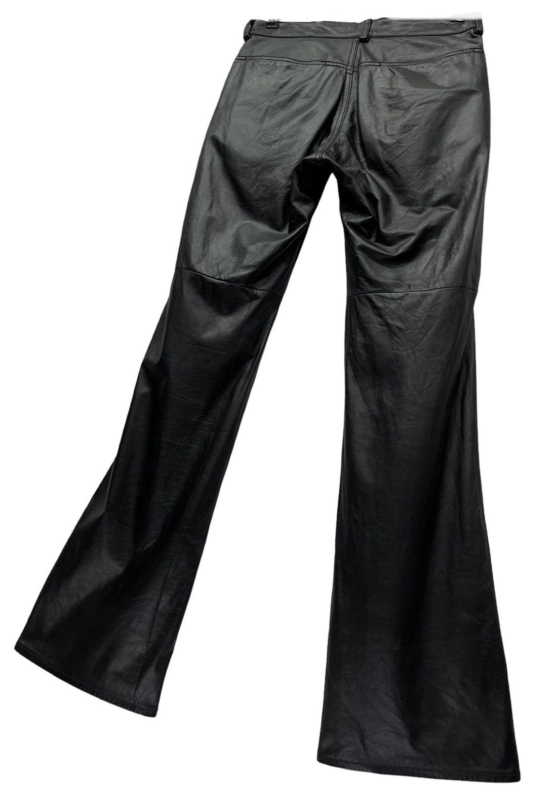 Genuine Leather FYE FLARE🔥Vtg Matsuda Black Punk Flare Light Leather Pants Size US 28 / EU 44 - 4 Thumbnail