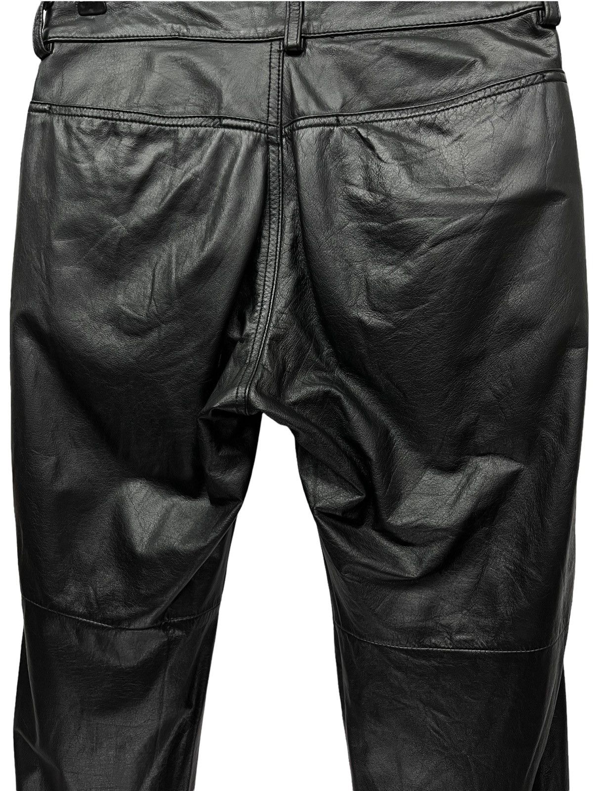 Genuine Leather FYE FLARE🔥Vtg Matsuda Black Punk Flare Light Leather Pants Size US 28 / EU 44 - 6 Thumbnail