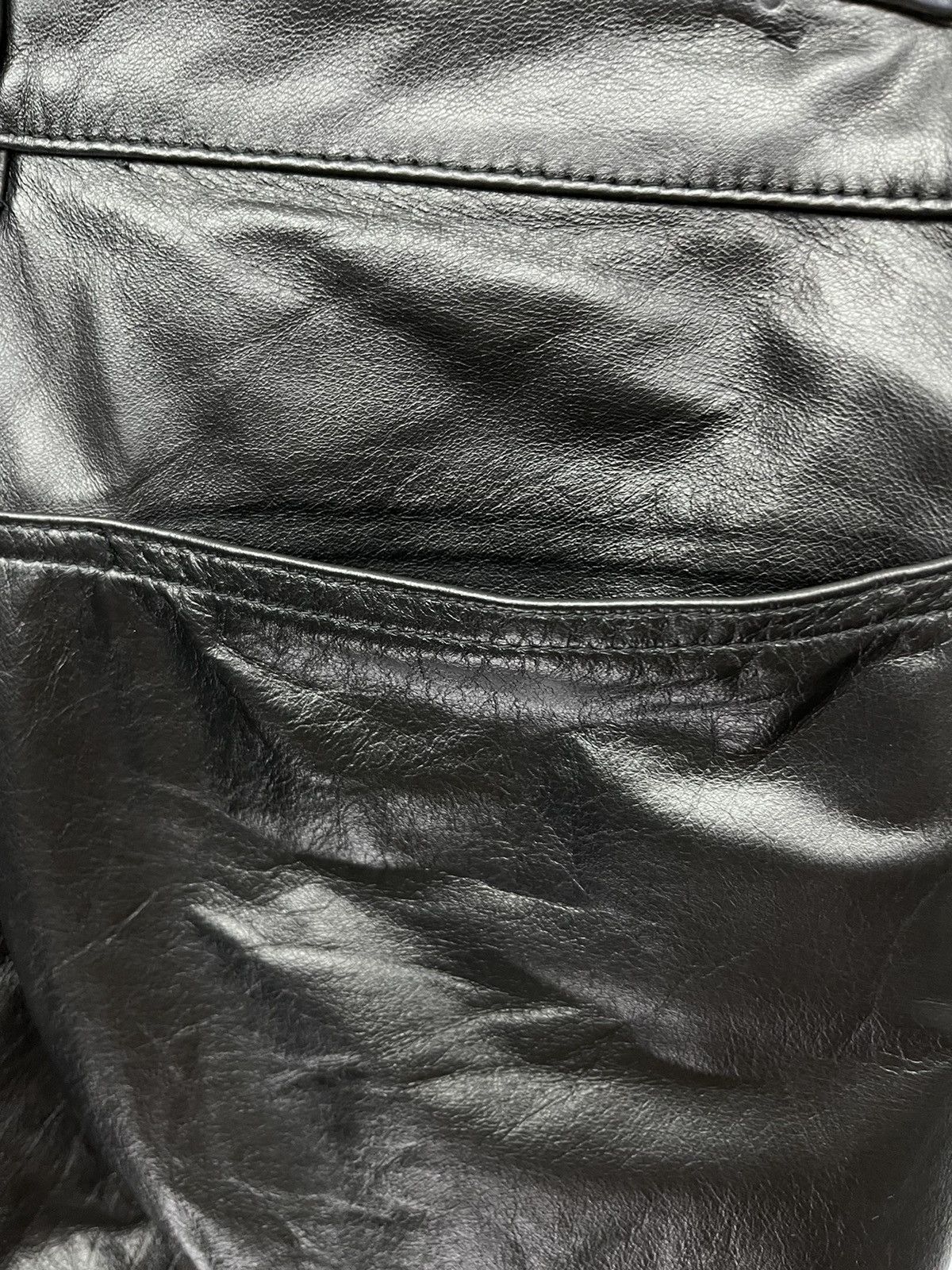 Genuine Leather FYE FLARE🔥Vtg Matsuda Black Punk Flare Light Leather Pants Size US 28 / EU 44 - 10 Thumbnail