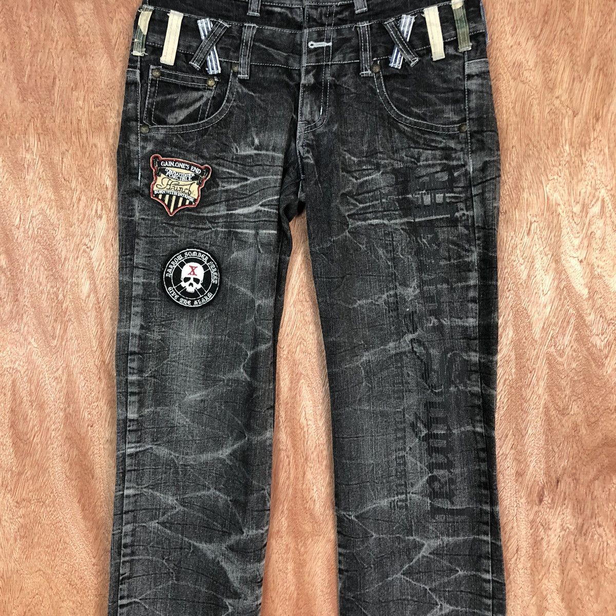 Japanese Brand Creation skull Black double waist Denim Jeans Pants #c739DL Size US 30 / EU 46 - 4 Thumbnail