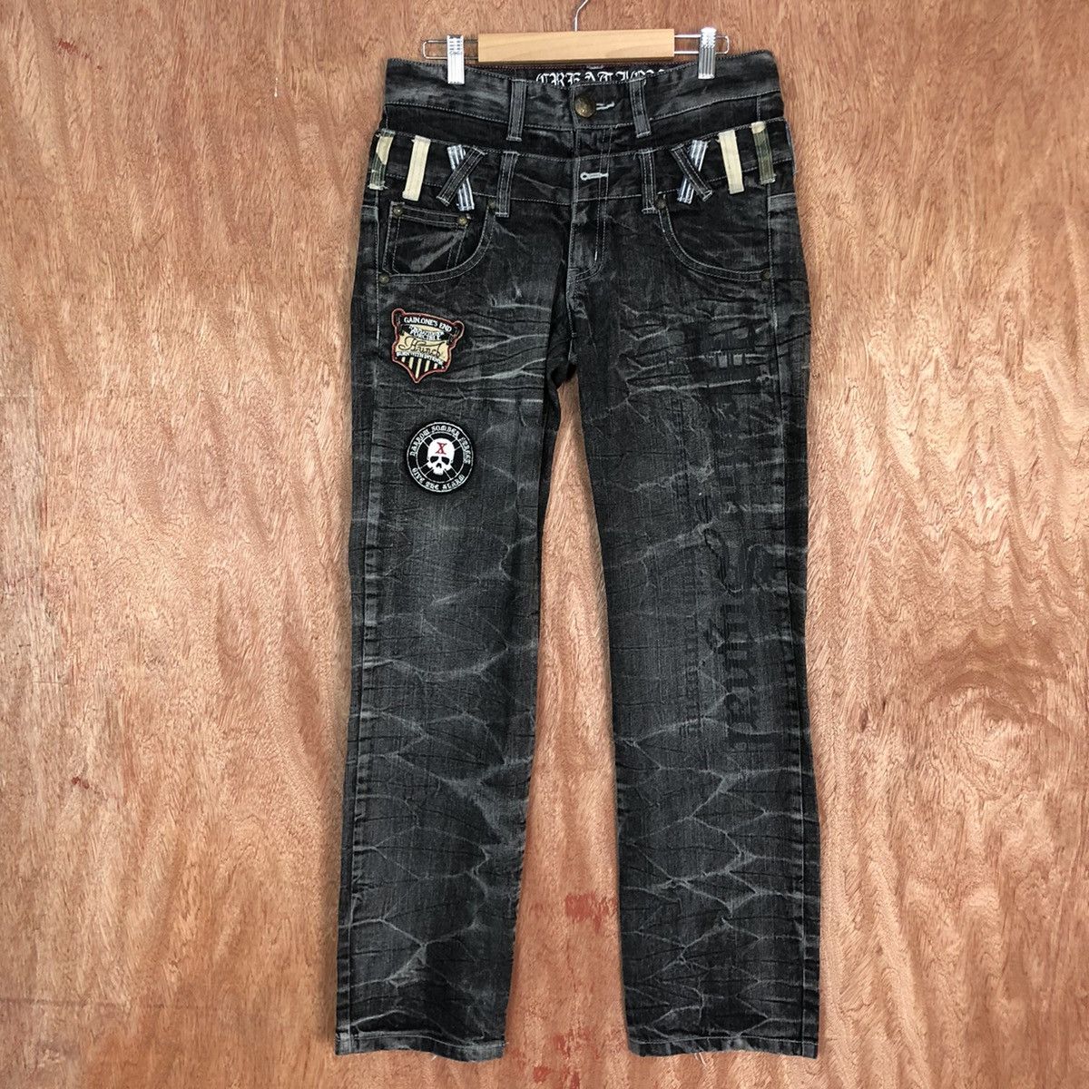 Image of Seditionaries x Skulls Creation Skull Black Double Waist Denim Jeans Pants C739Dl, Men's (Size 30)