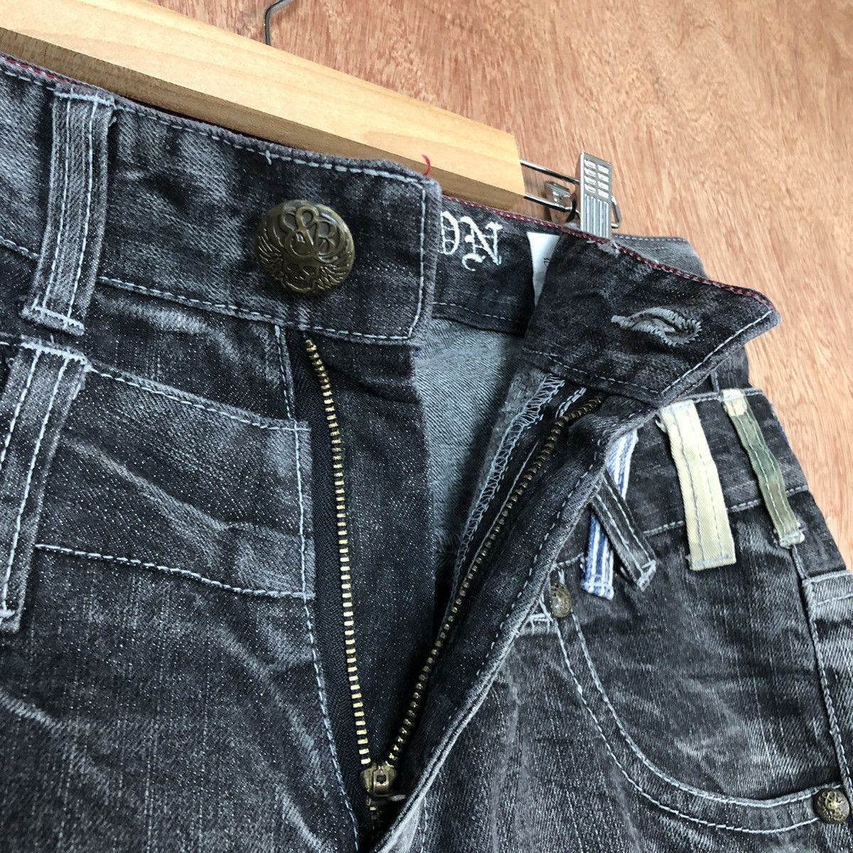 Japanese Brand Creation skull Black double waist Denim Jeans Pants #c739DL Size US 30 / EU 46 - 8 Thumbnail